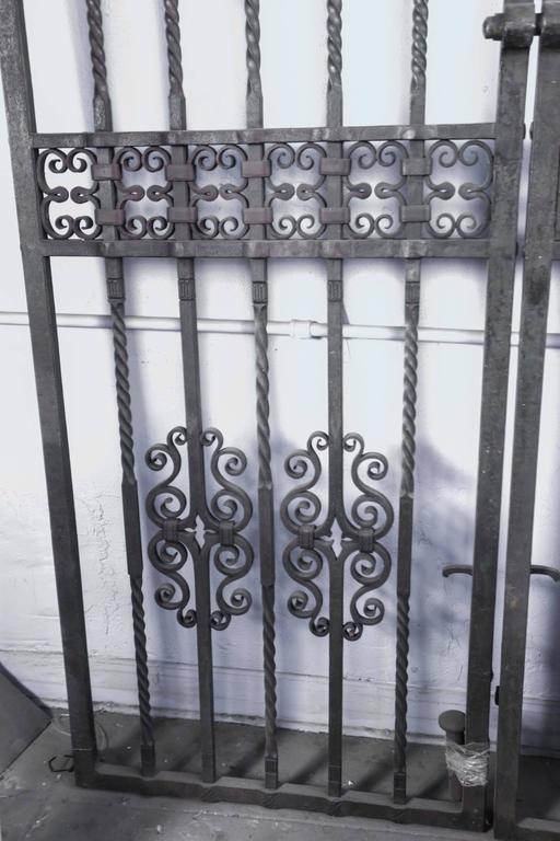 1910 Pair Wrought Iron Gates by Samuel Yellin with Cat Motif from