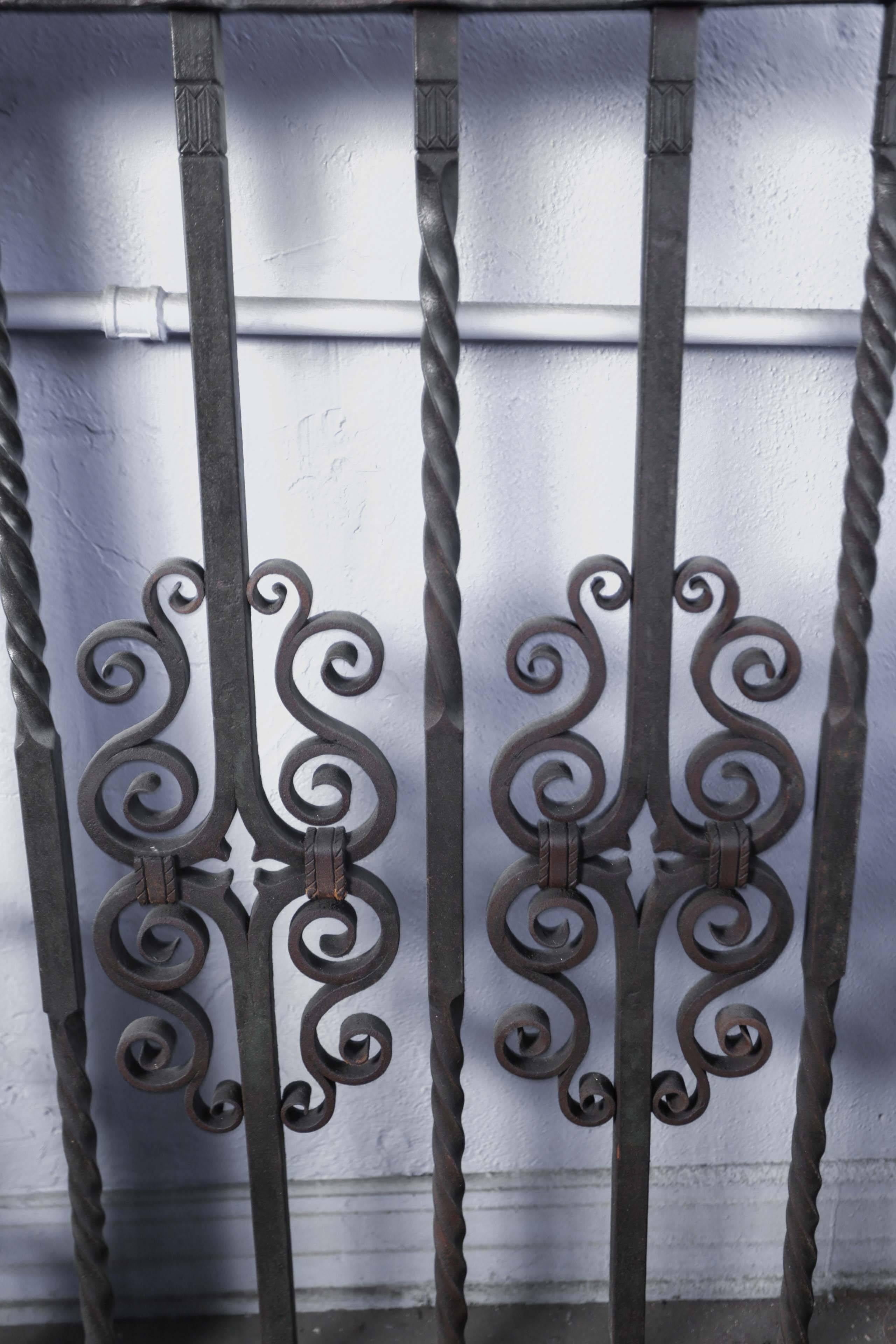 American 1910 Pair Wrought Iron Gates by Samuel Yellin with Cat Motif from Philadelphia
