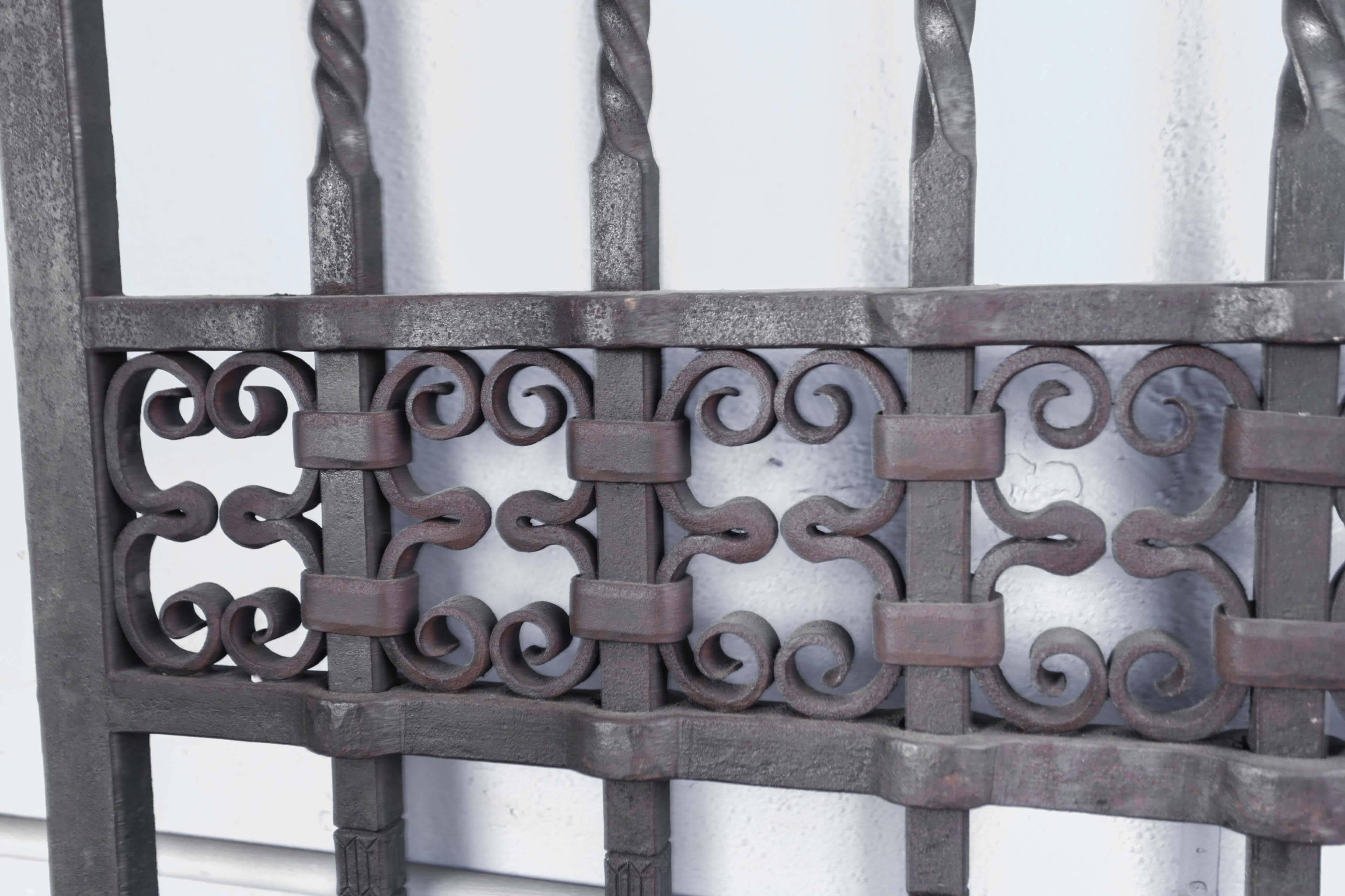 Early 20th Century 1910 Pair Wrought Iron Gates by Samuel Yellin with Cat Motif from Philadelphia