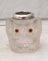 Rare and Unusual Edwardian Sterling Silver Mounted Owl-Form Match Striker