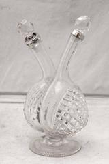 Edwardian Sterling Silver-Mounted Cut Crystal Double Liqueur/Cruet Bottle