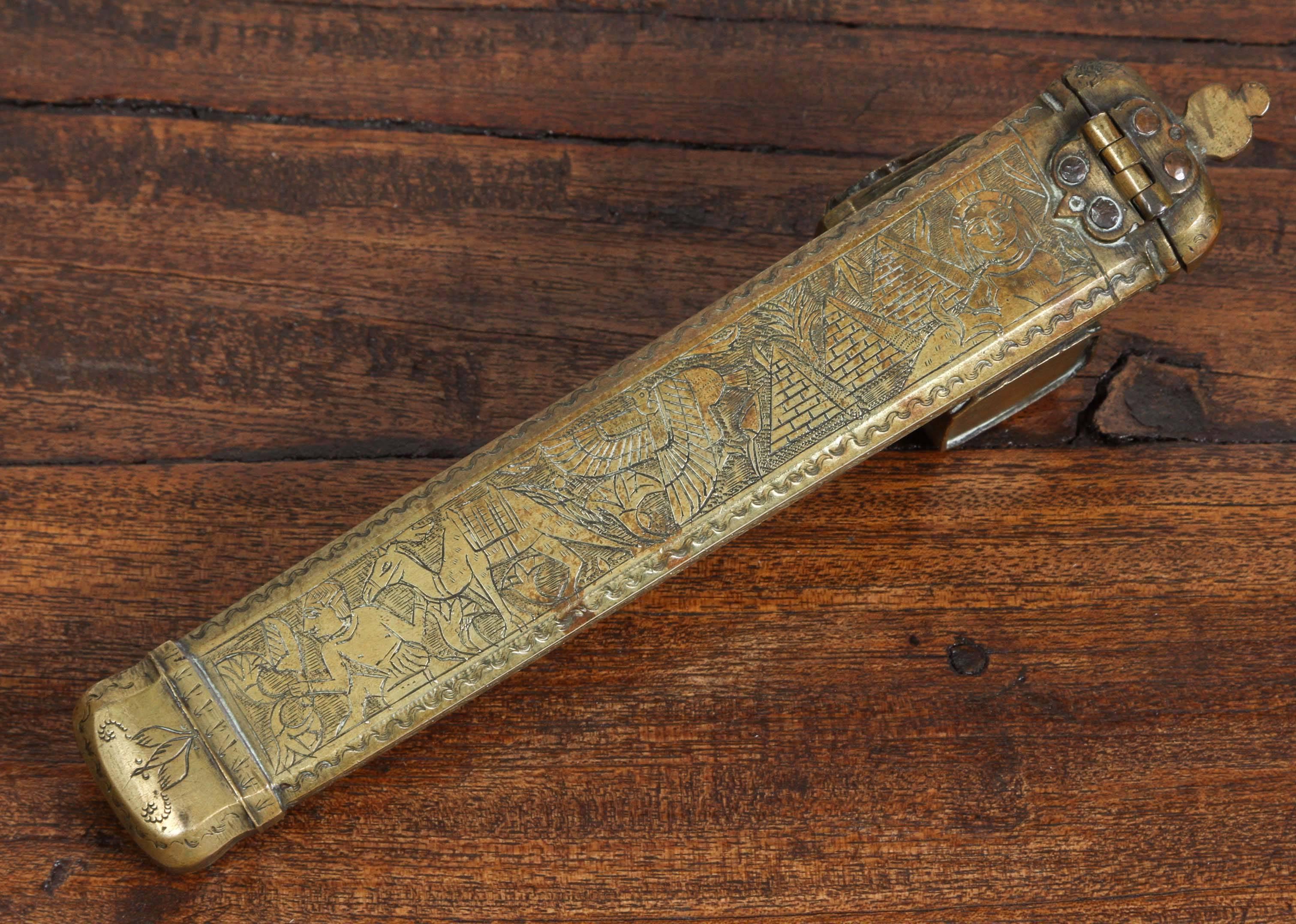 19th Century Egyptian Brass Inkwell Qalamdan