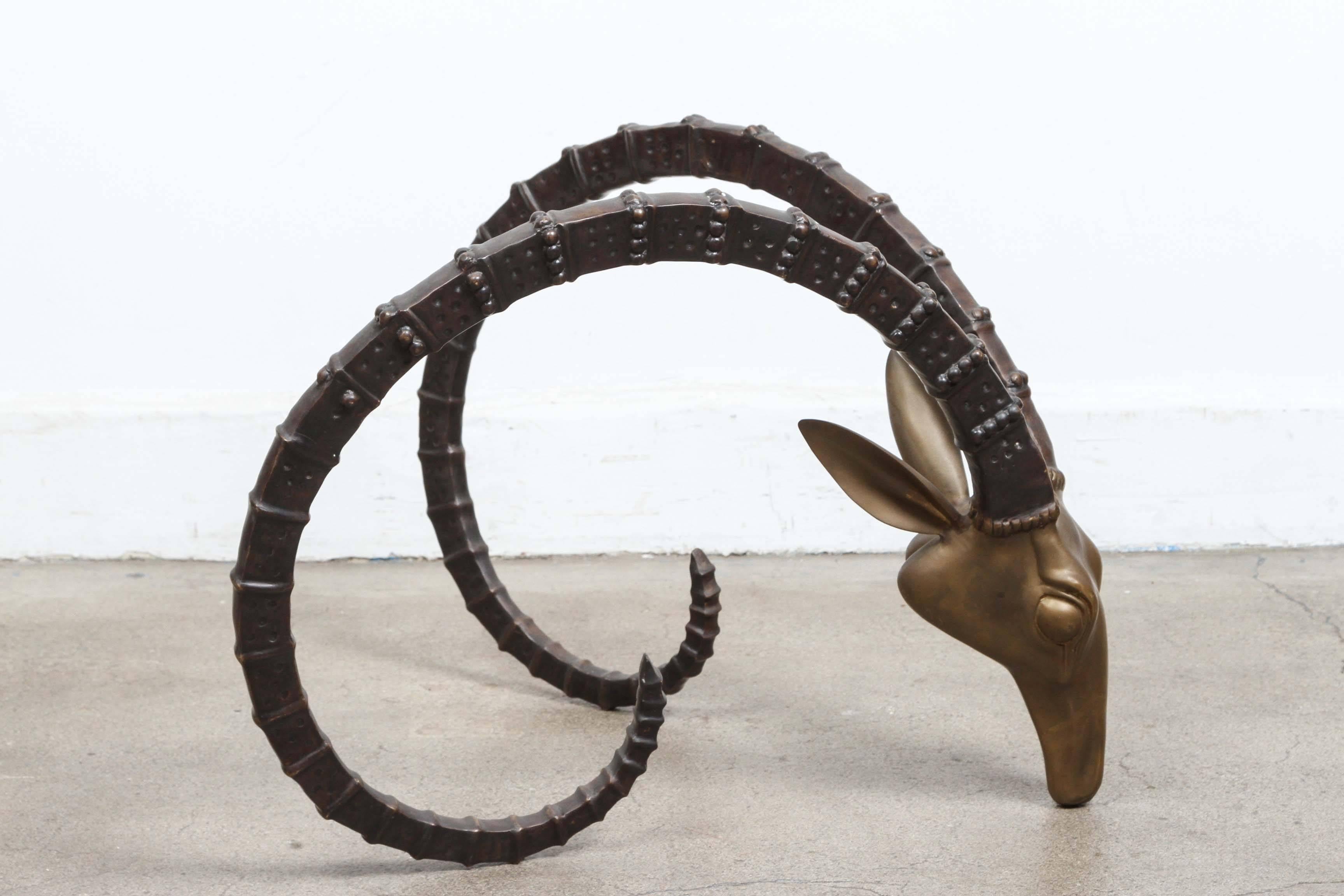 American Vintage Mid-Century Modern Brass Ram's Head or Ibex