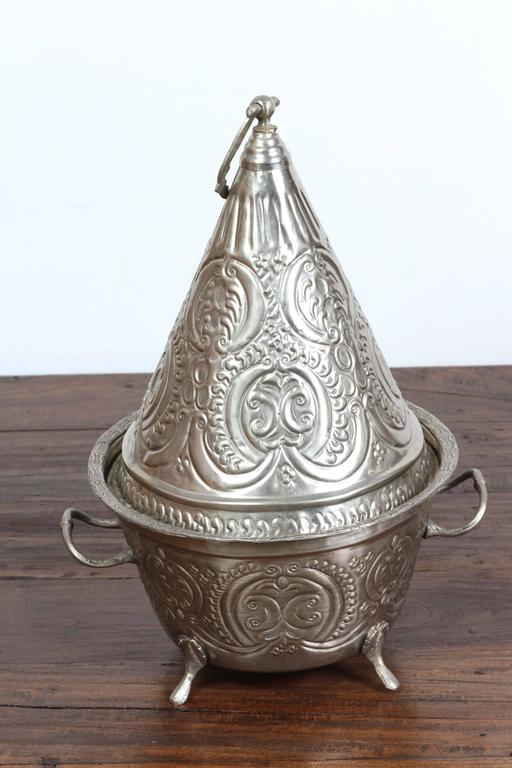 Set of Three Moroccan Silver Dishes Tajines with Cover For Sale at 1stdibs
