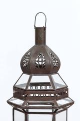 Moroccan Metal and Clear Glass Lanterns, Set of four