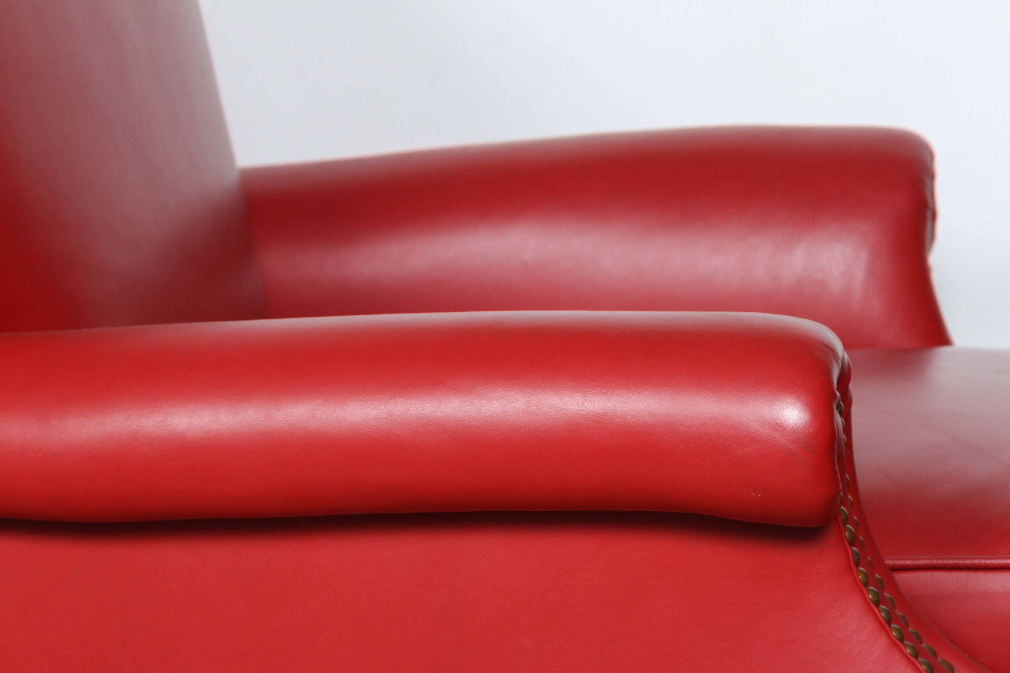 red arm chairs