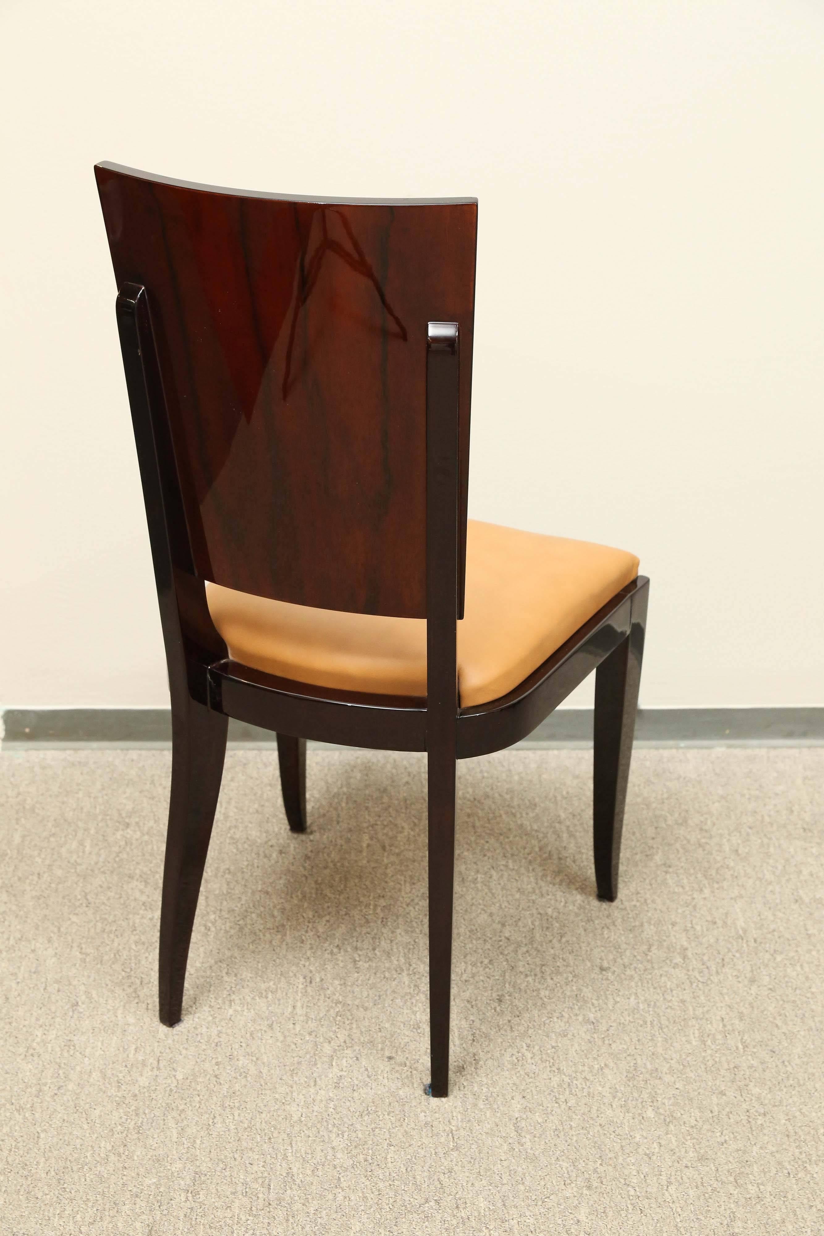 20th Century Set of Eight Art Deco Macassar Chairs