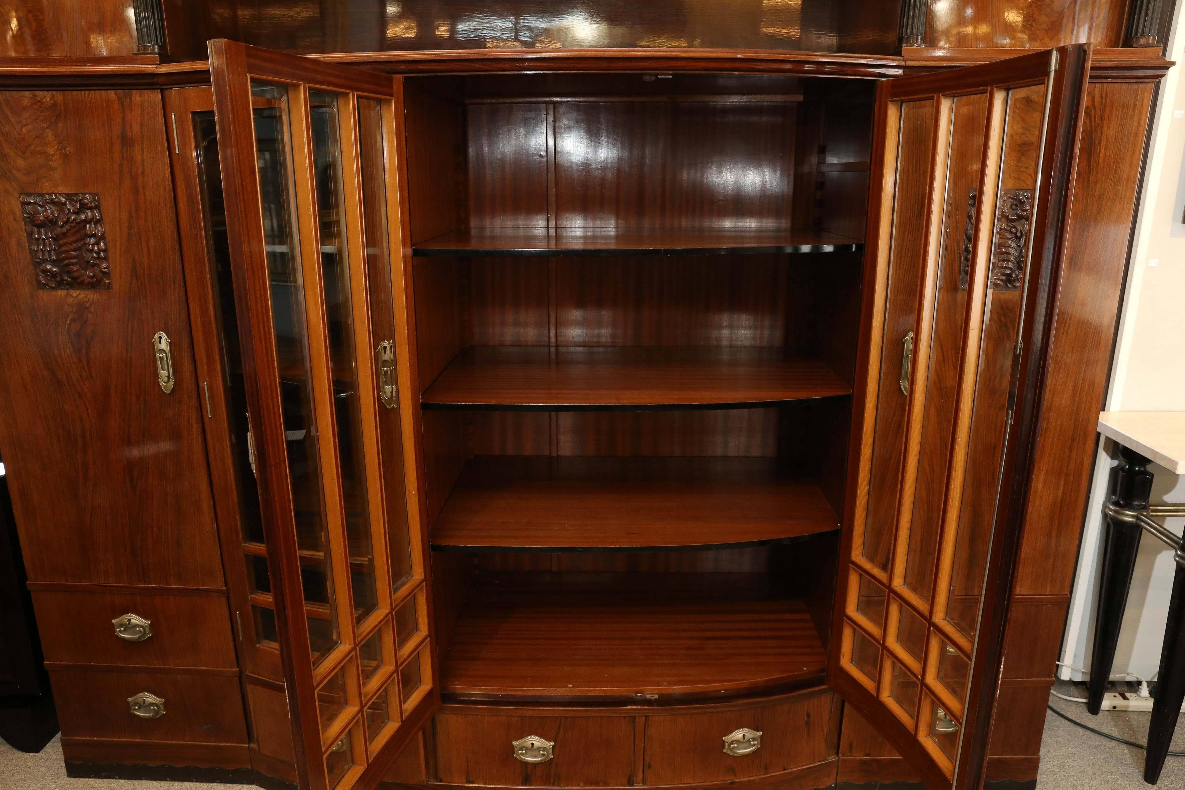 Hungarian Credenza or Bookcase in Palisander Wood from Art Deco period In Excellent Condition For Sale In Houston, TX