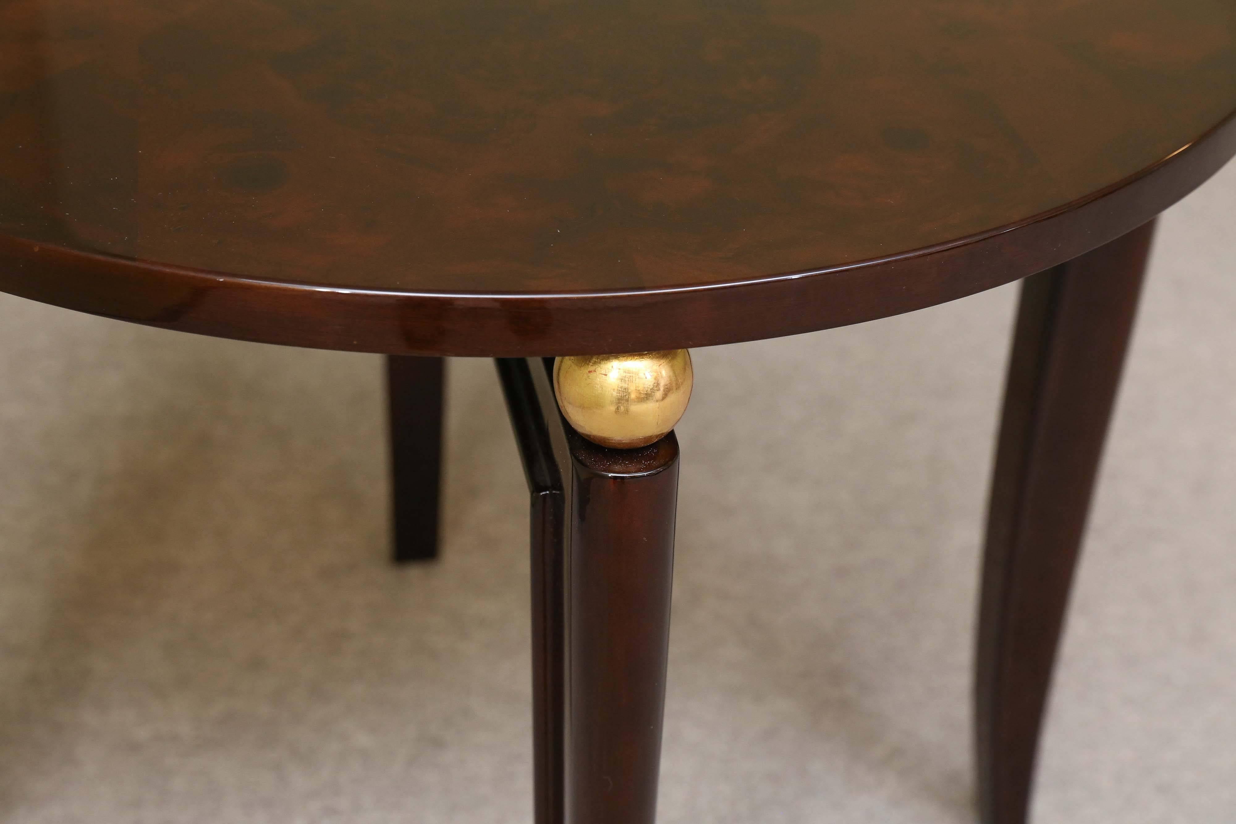 Round French Art Deco Side Tables in Walnut 1