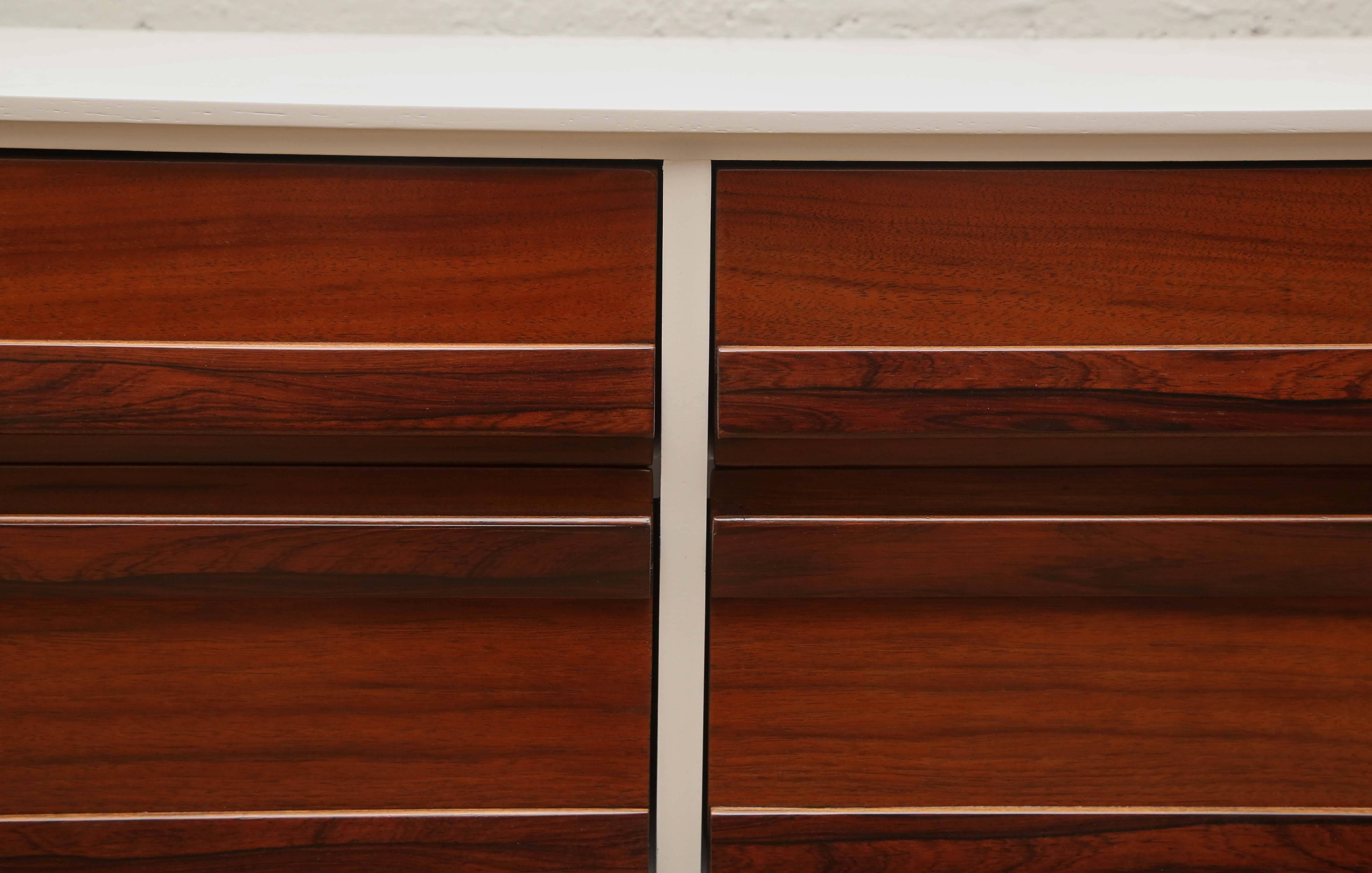 American Martinsville Rosewood, Walnut and Lacquer Credenza or Dresser, 1960s, USA