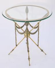 Classical Brass Jansen Style Gueridon on Arrow Legs