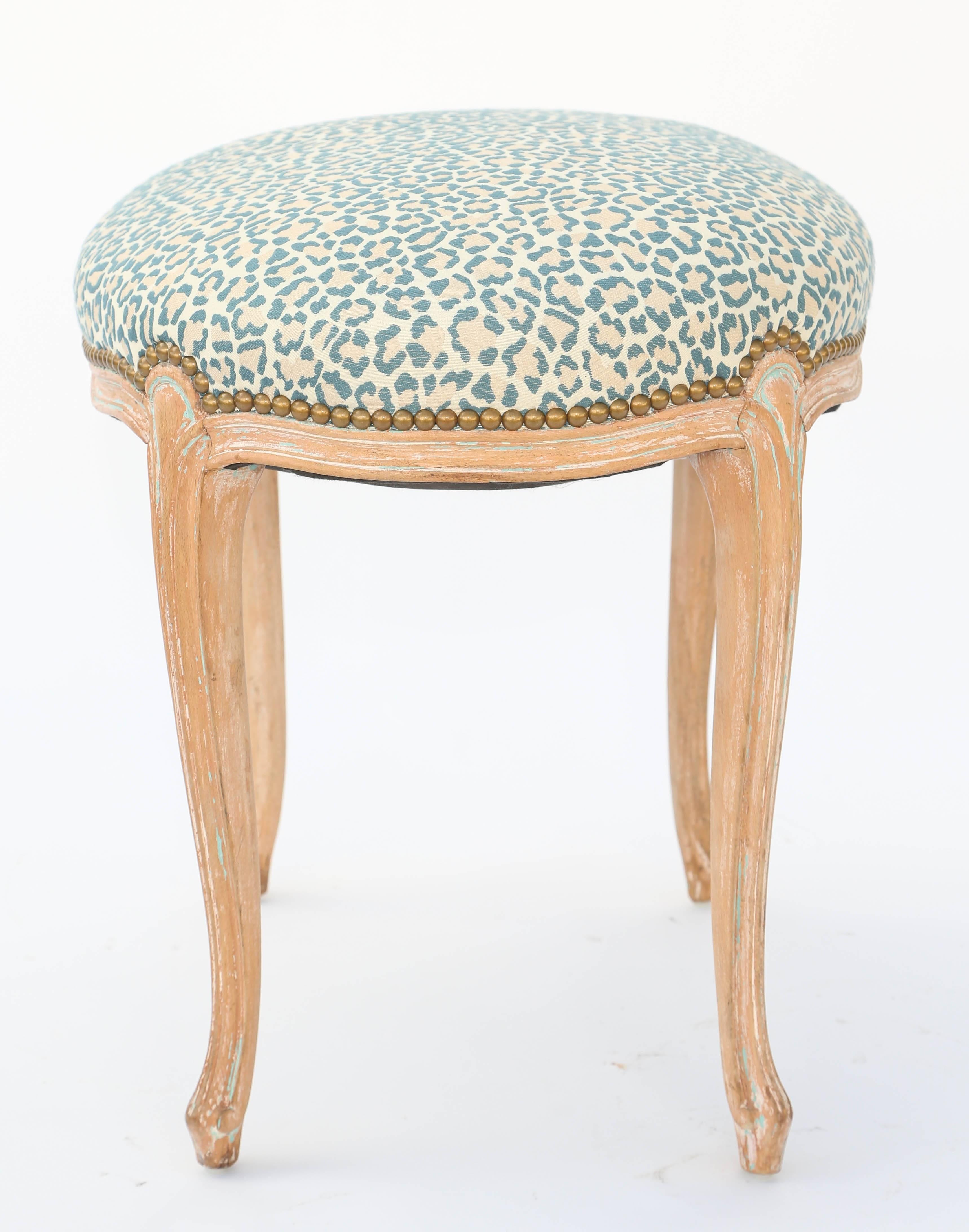 Amsterdam School Oval Louis XV Stool with Pickled Finish