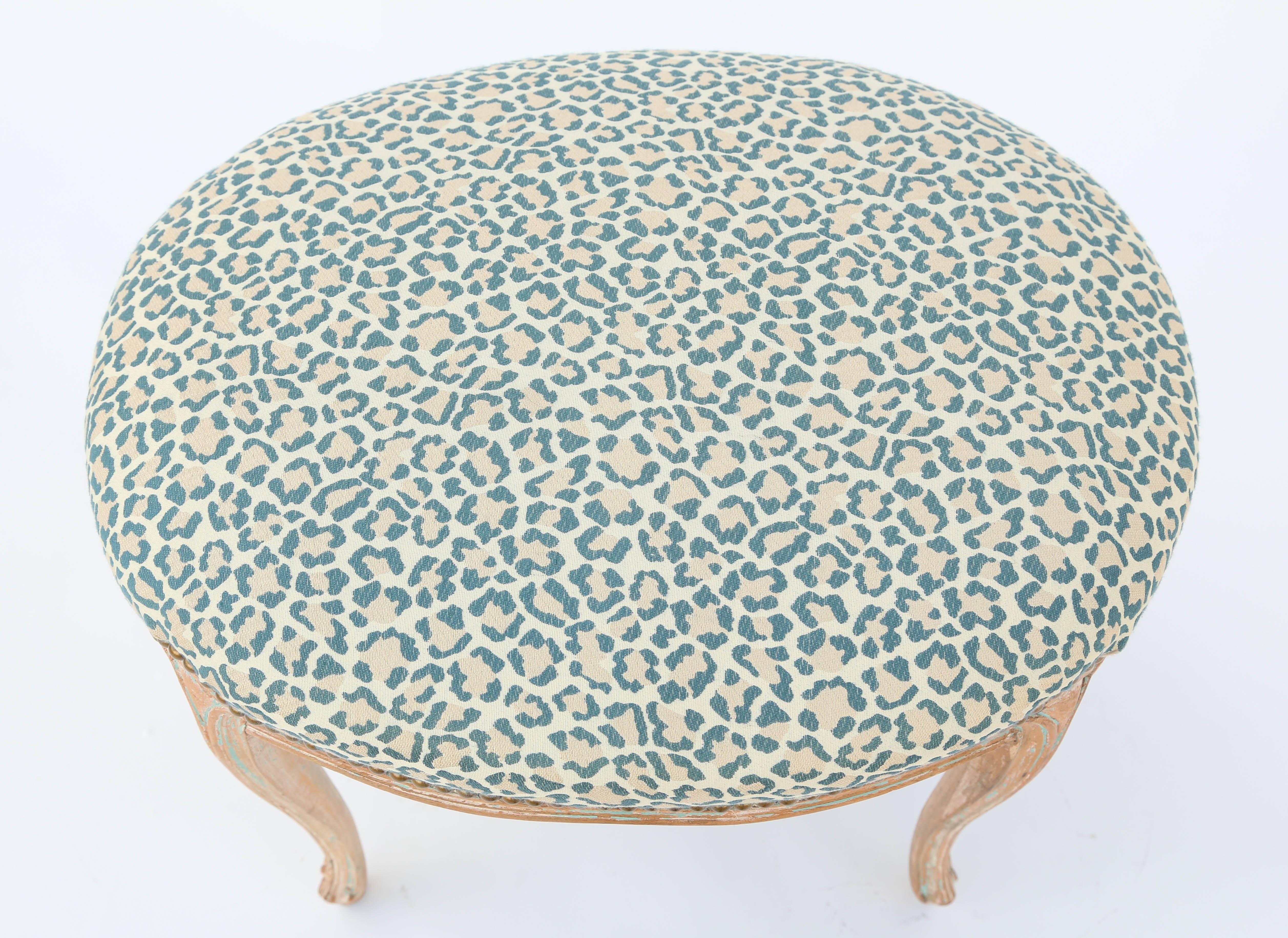 20th Century Oval Louis XV Stool with Pickled Finish