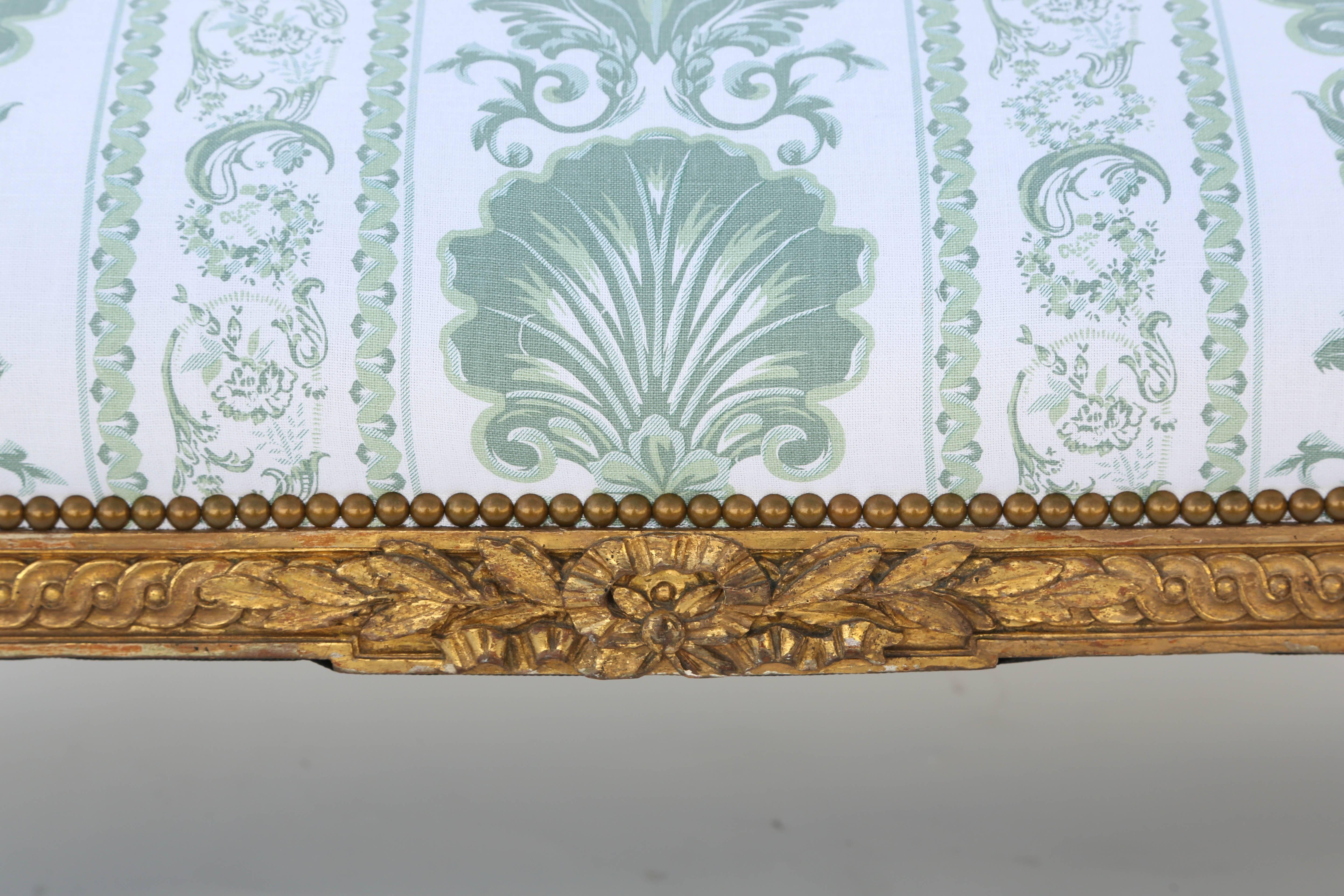 Hand-Carved Louis XVI Giltwood Settee