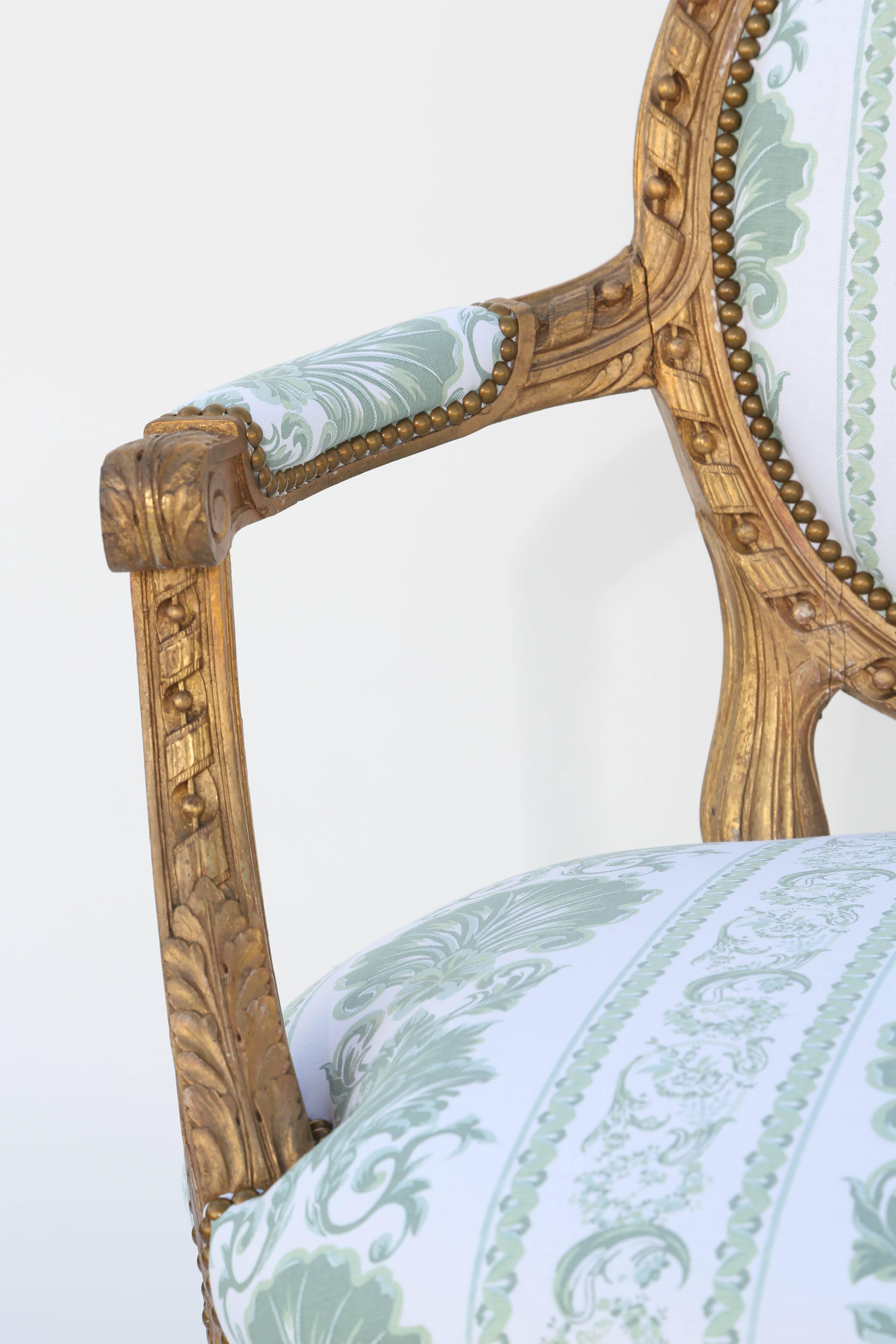 Louis XVI Giltwood Settee In Excellent Condition In West Palm Beach, FL
