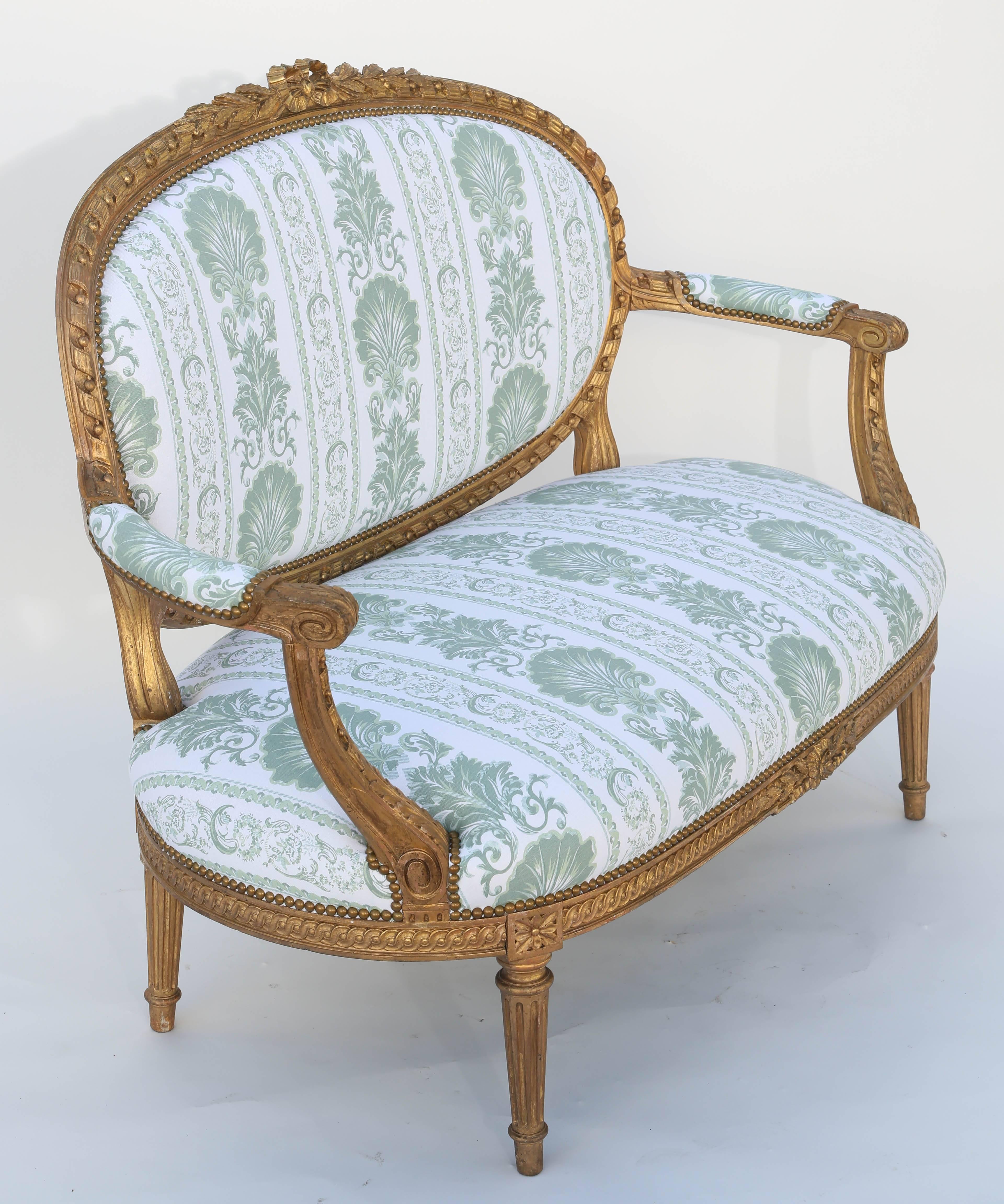 Louis XVI Giltwood Settee 1