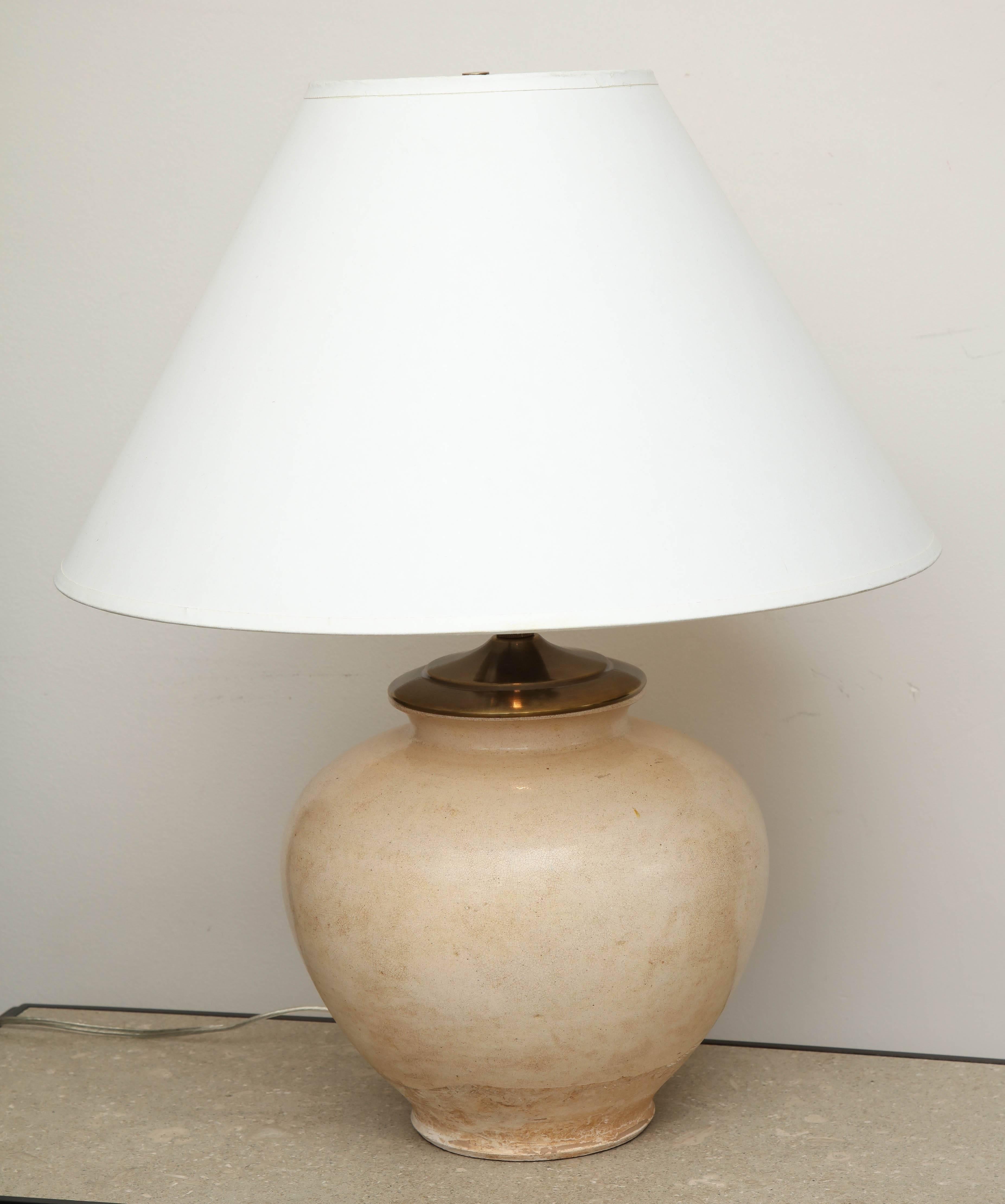 Chinese Late 19th Century Terracotta Wine Vessel Lamp For Sale