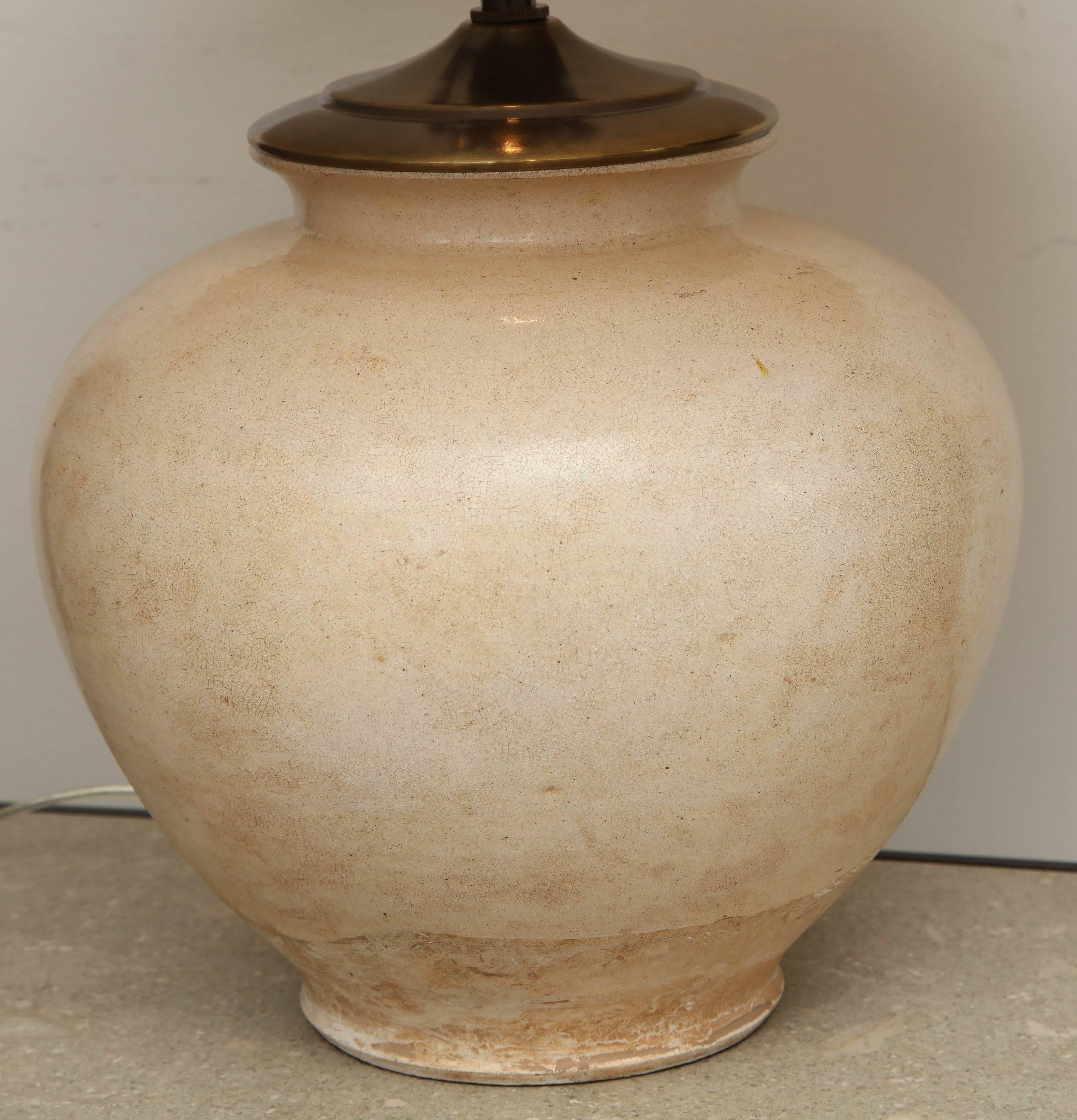 Late 19th Century Terracotta Wine Vessel Lamp In Good Condition For Sale In New York, NY