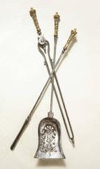 Fine Set of Bronze and Steel Fire Tools