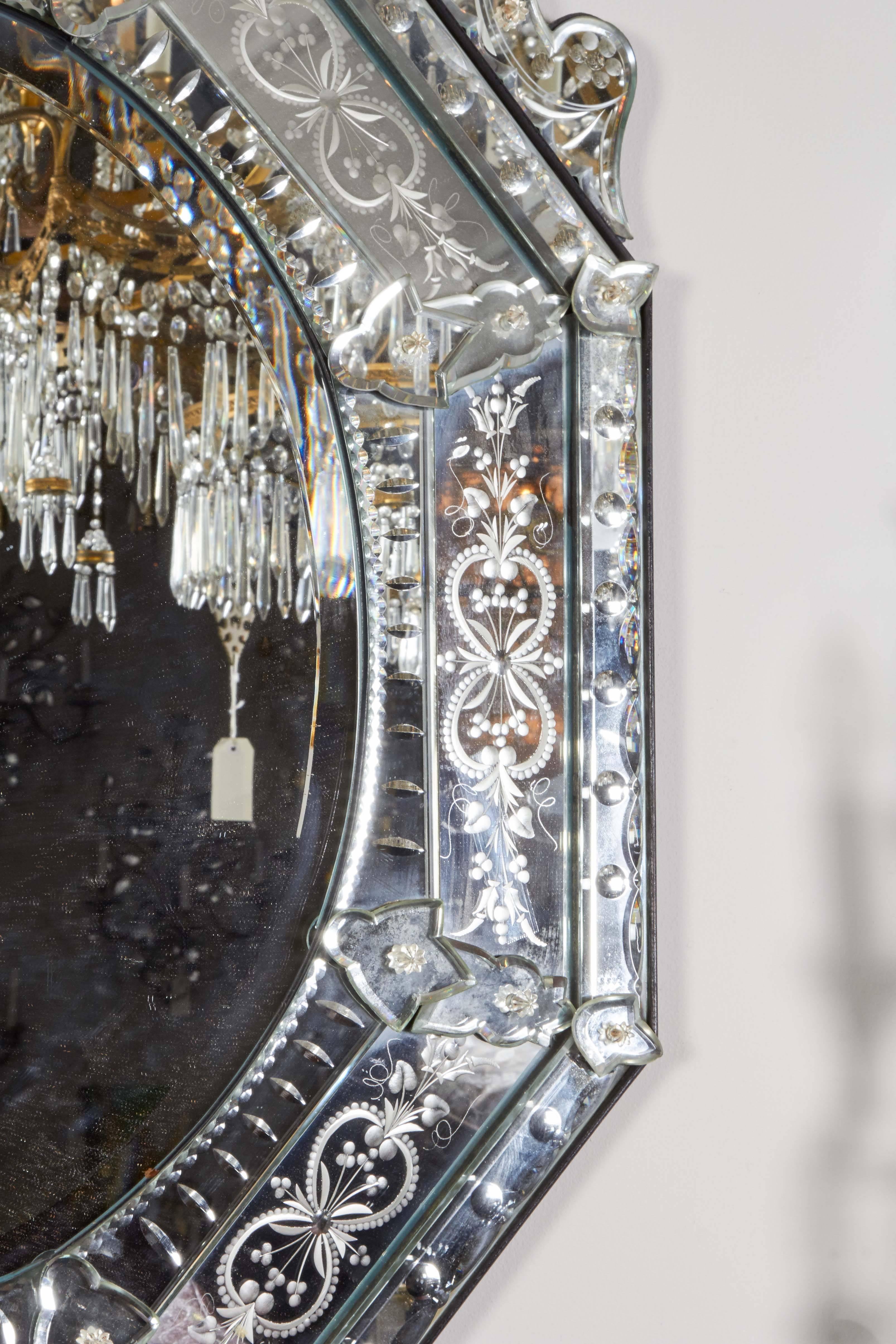 Baroque Venetian Etched Glass Mirror