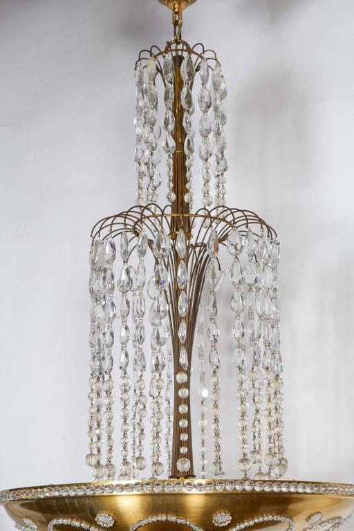 Beaded and Decorated GiltBrass Chandelier For Sale at 1stdibs