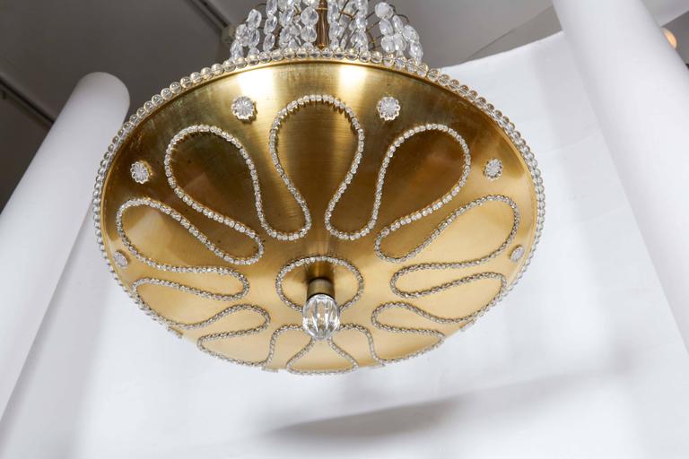 Beaded and Decorated GiltBrass Chandelier For Sale at 1stdibs