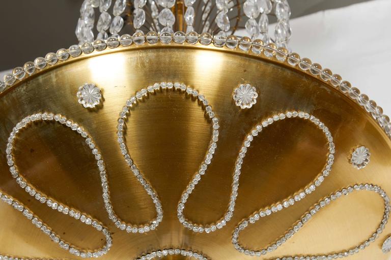 Beaded and Decorated GiltBrass Chandelier For Sale at 1stdibs