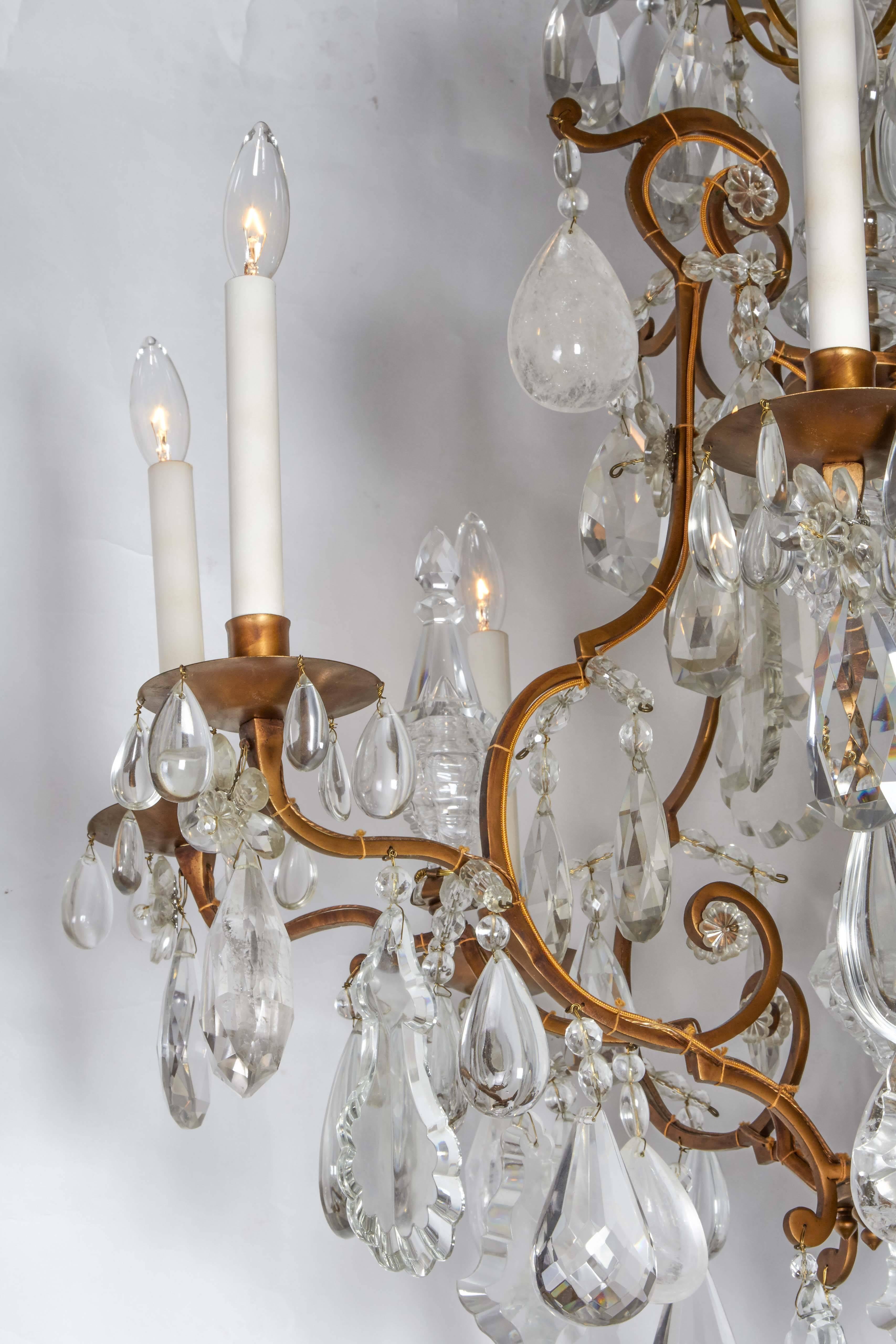 Impressive Louis XV Style Gilt Bronze and Rock Crystal Chandelier In Excellent Condition In New York, NY