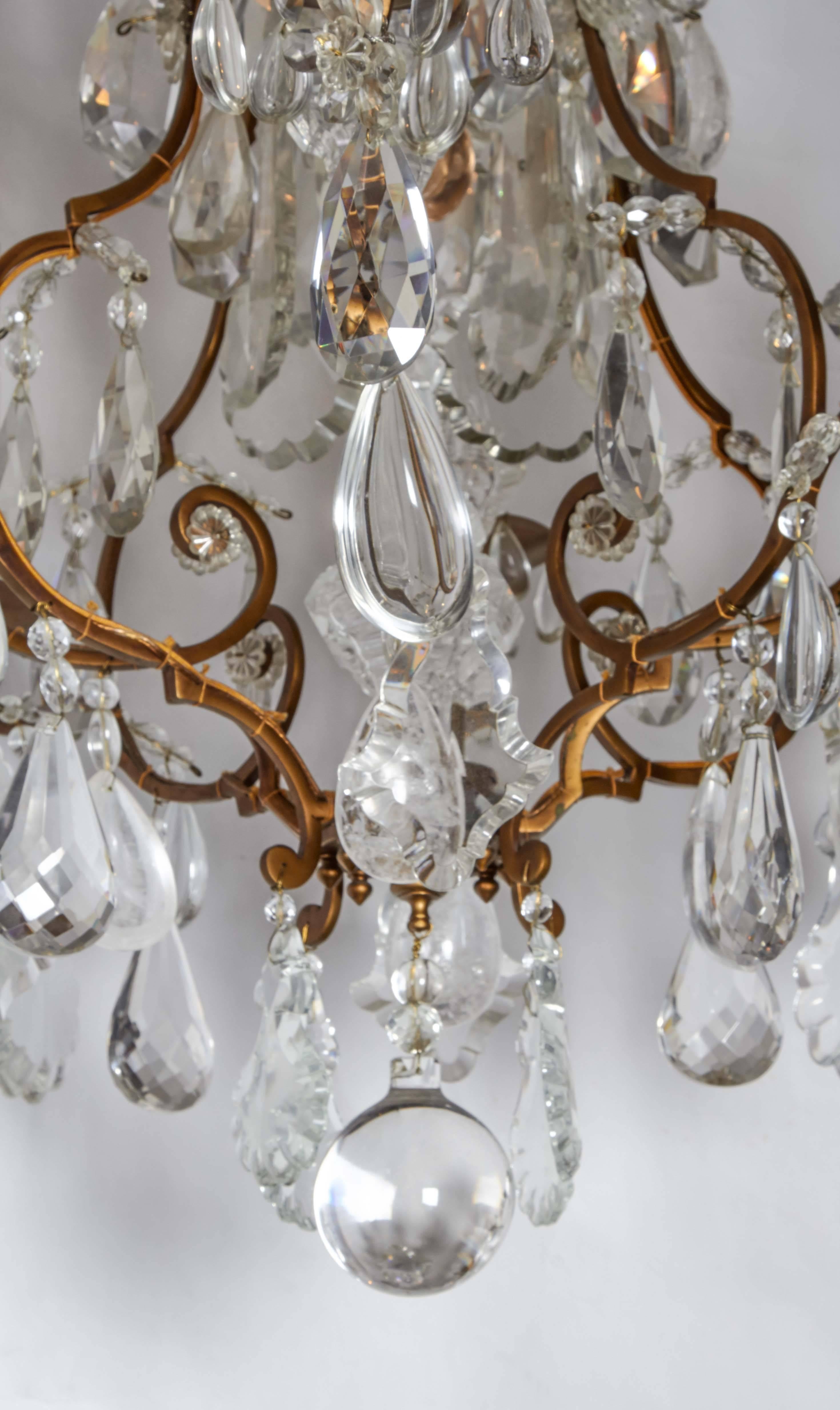 Early 20th Century Impressive Louis XV Style Gilt Bronze and Rock Crystal Chandelier
