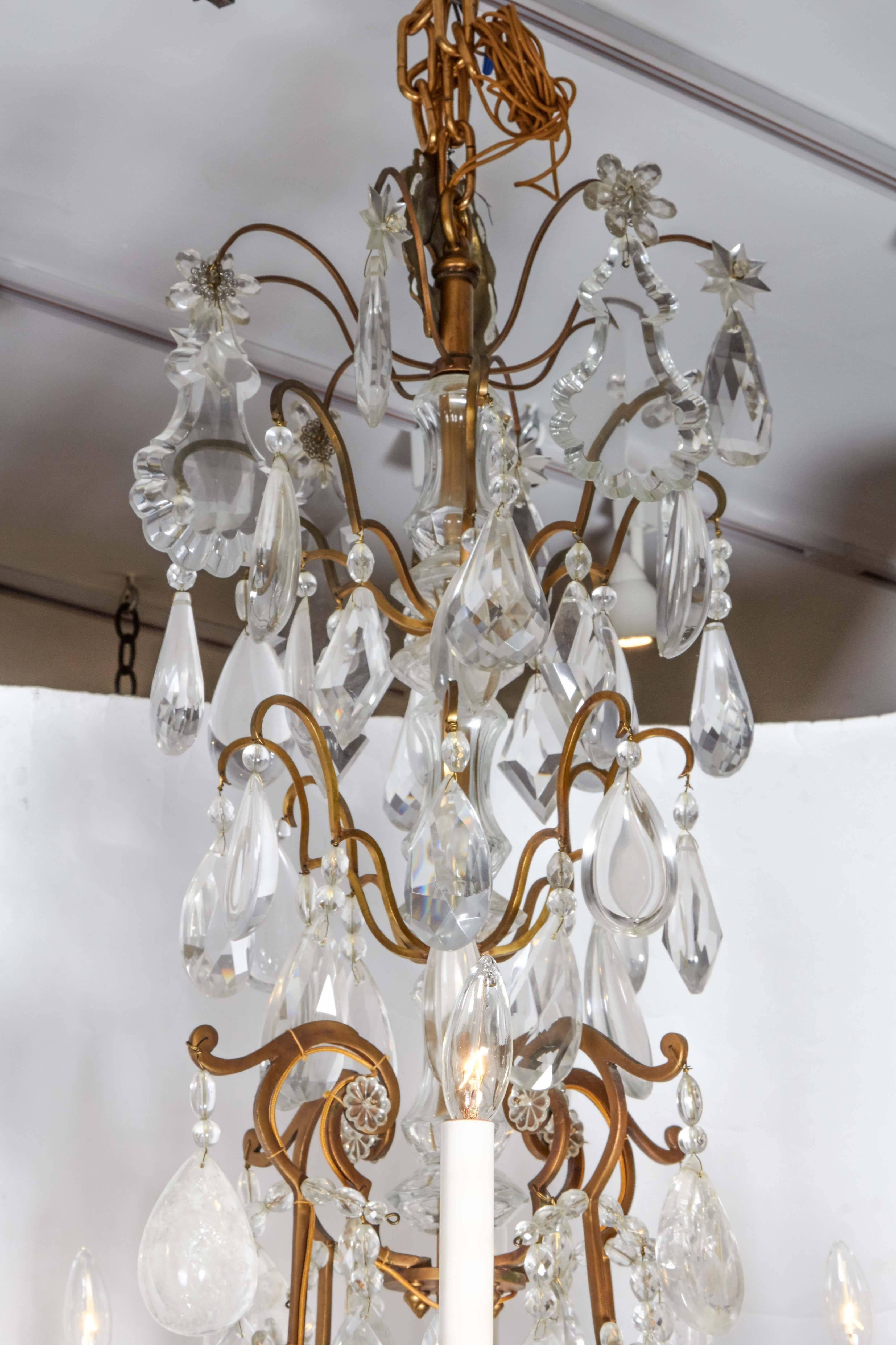 Impressive Louis XV Style Gilt Bronze and Rock Crystal Chandelier 1