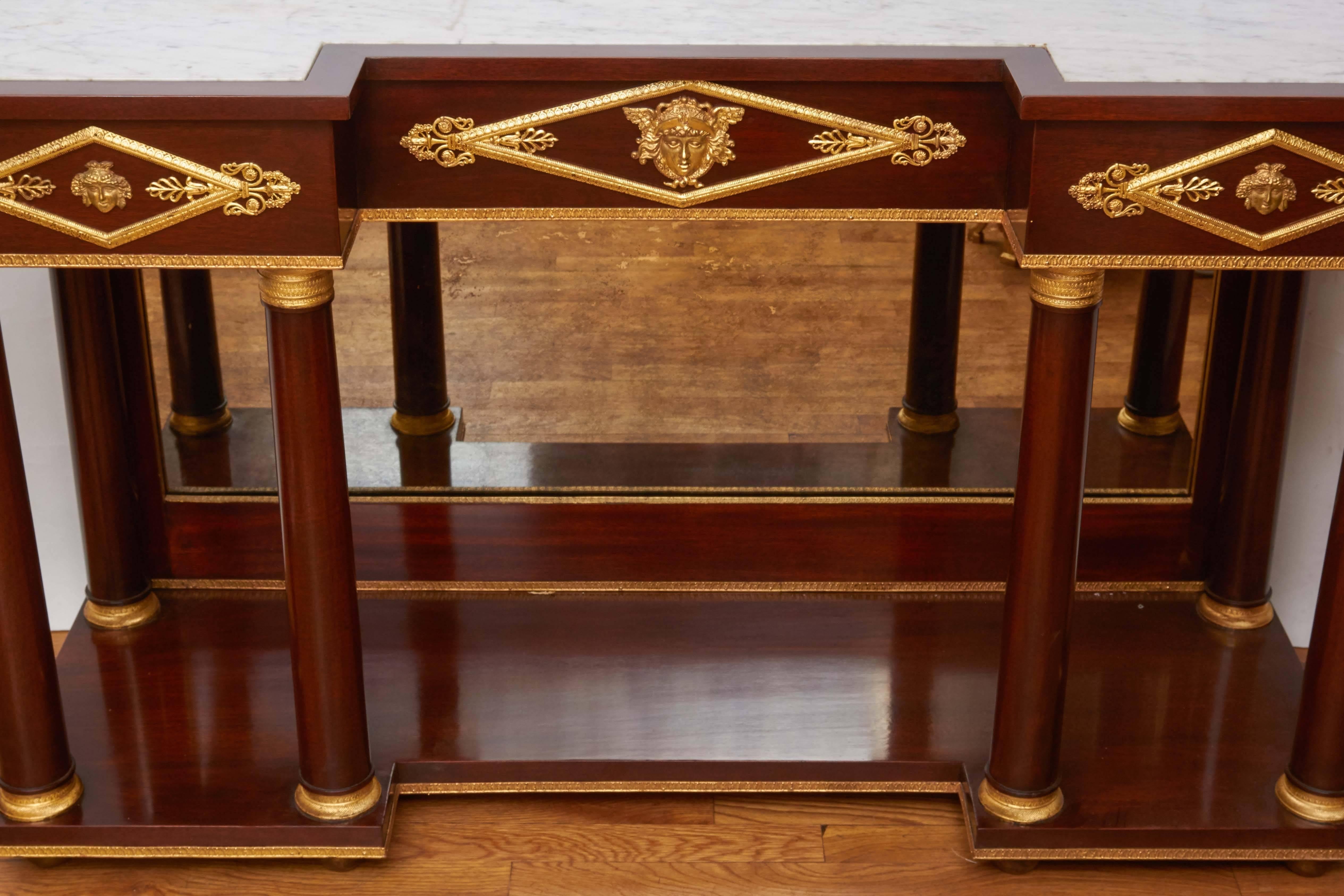 Empire Ormolu Mounted Mahogany Pier Console In Excellent Condition In New York, NY