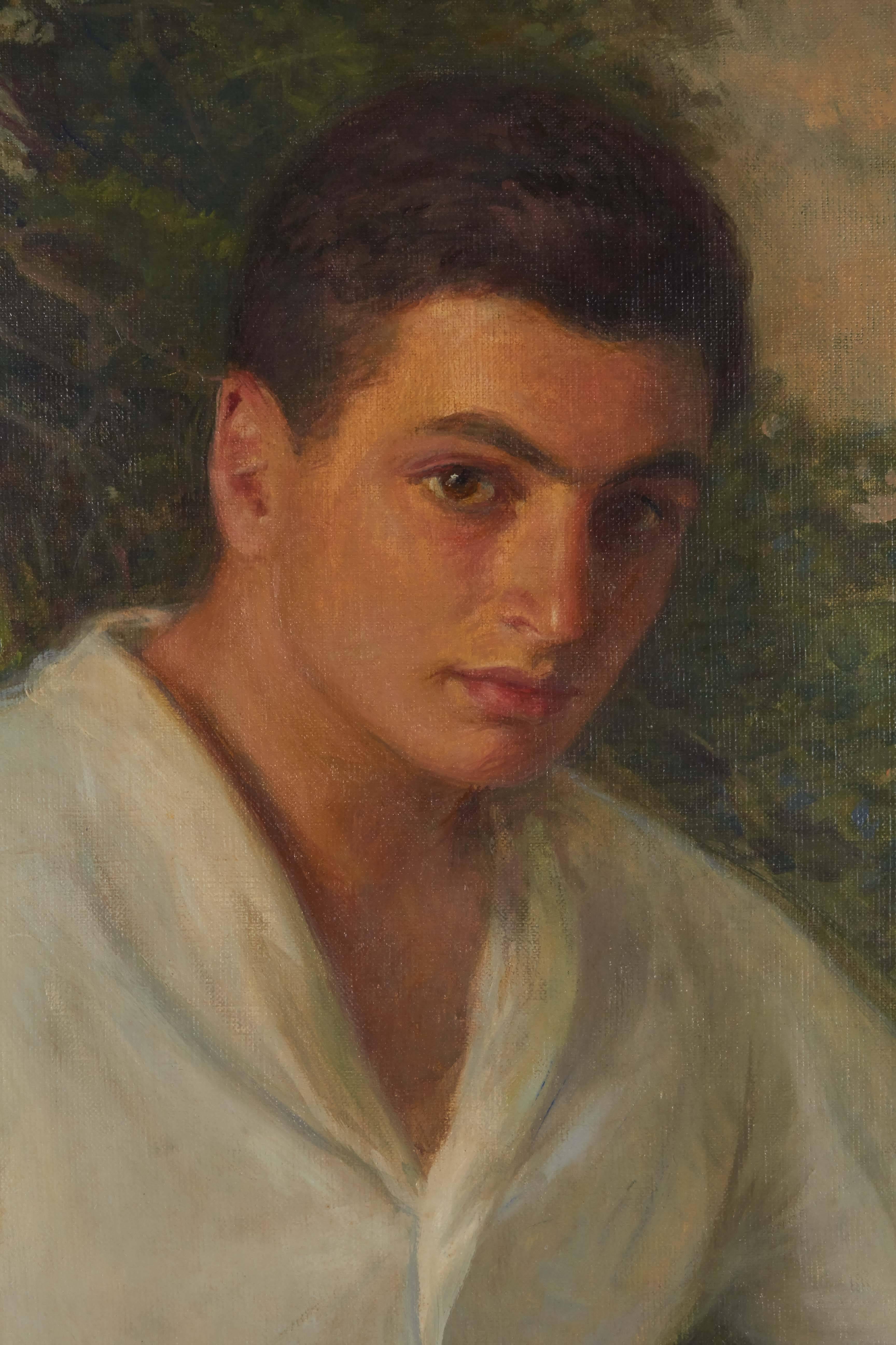 Albert Herter (American, 1871-1950)
Portrait of a young man in his Sunday finest
Signed 'Albert Herter' (lower left)
Oil on canvas
44 x 60¼ in. (111.8 x 153 cm).

Not available for sale or to ship in the state of California.