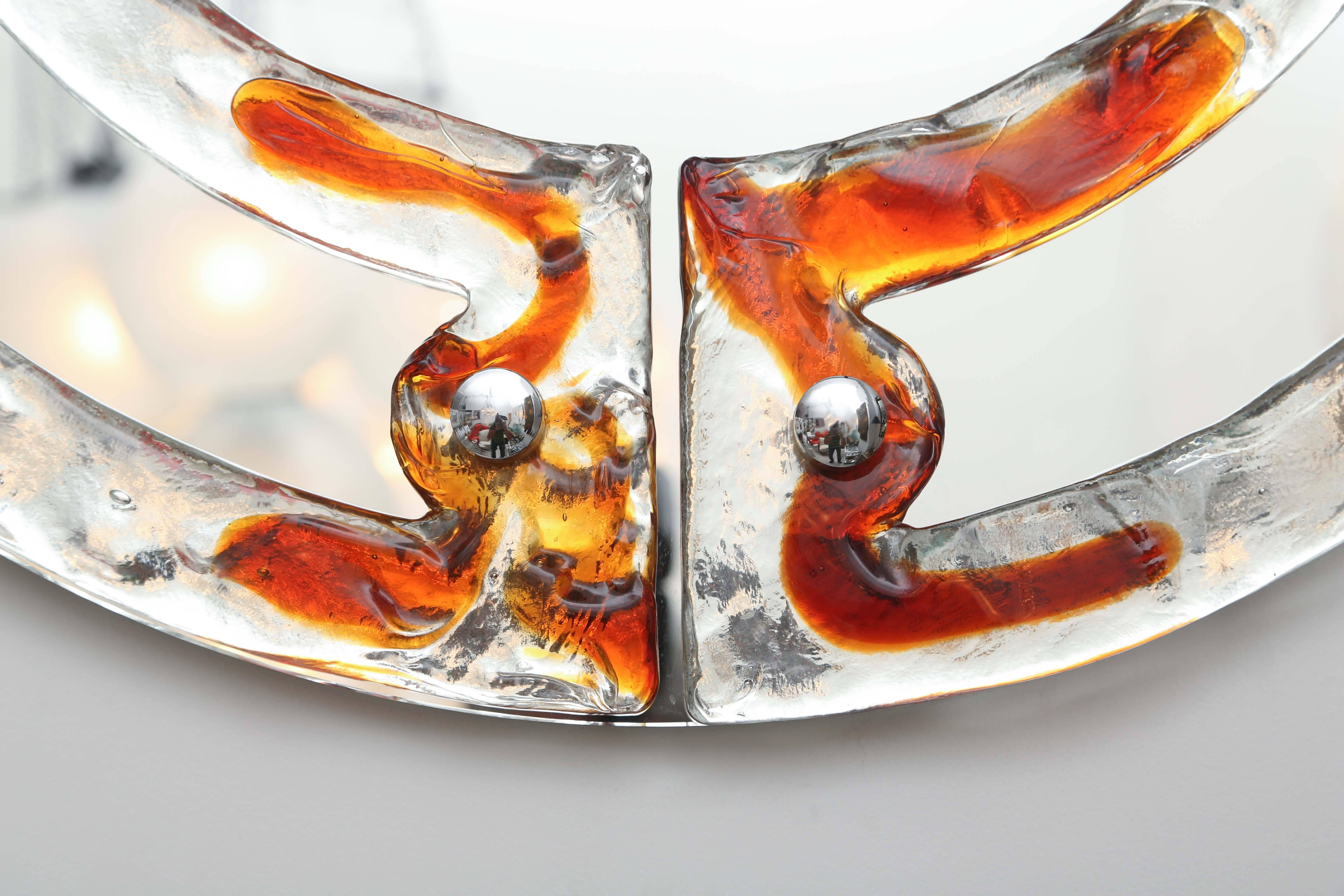 Mid-Century Modern Two Mazzega Glass Mirrors For Sale