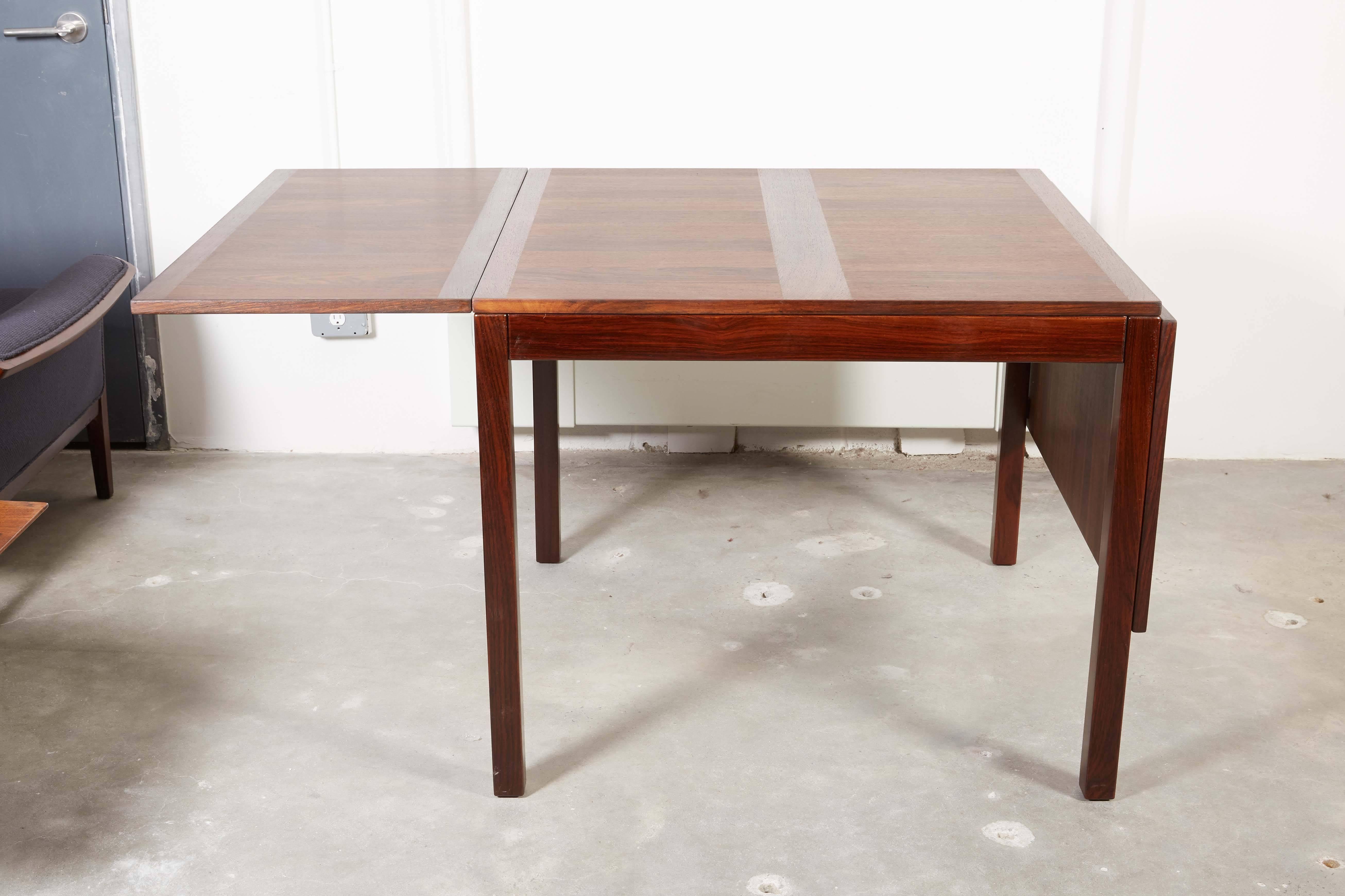 Danish Rosewood Drop Leaf Dining Table by Kai Winding For Sale