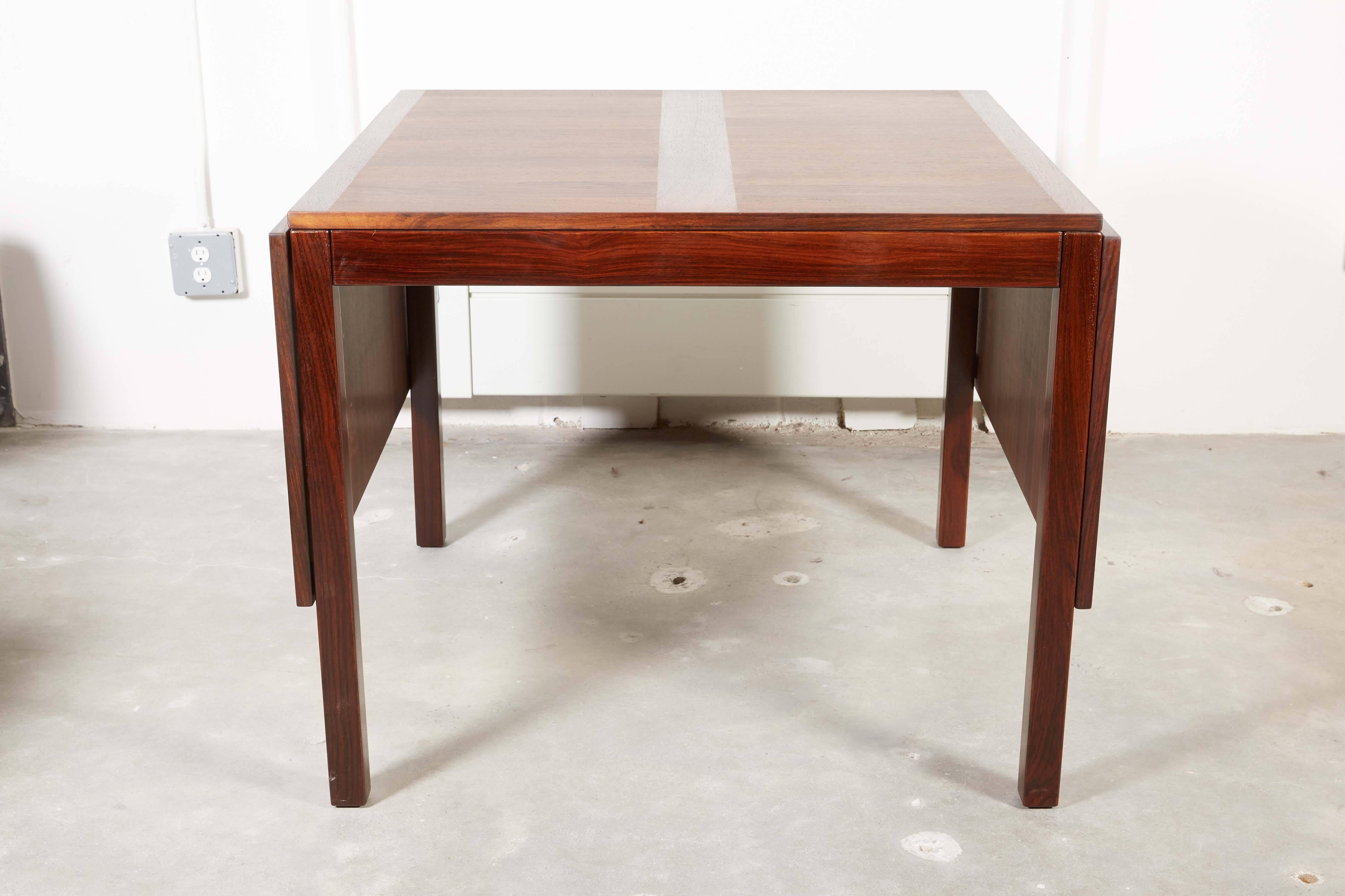 Oiled Rosewood Drop Leaf Dining Table by Kai Winding For Sale