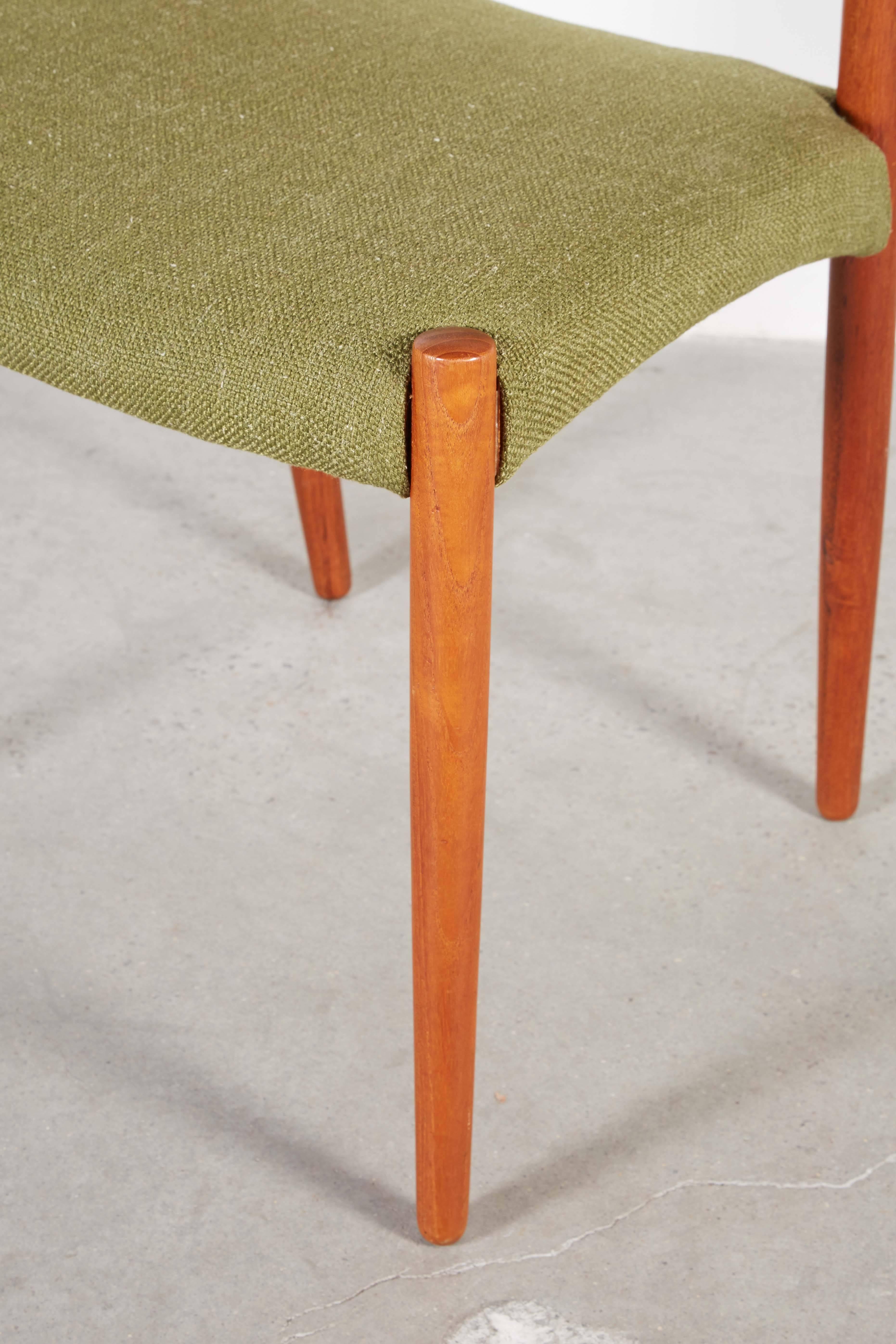 Scandinavian Modern Teak Green Dining Chairs by Bender Madsen, Set of 4
