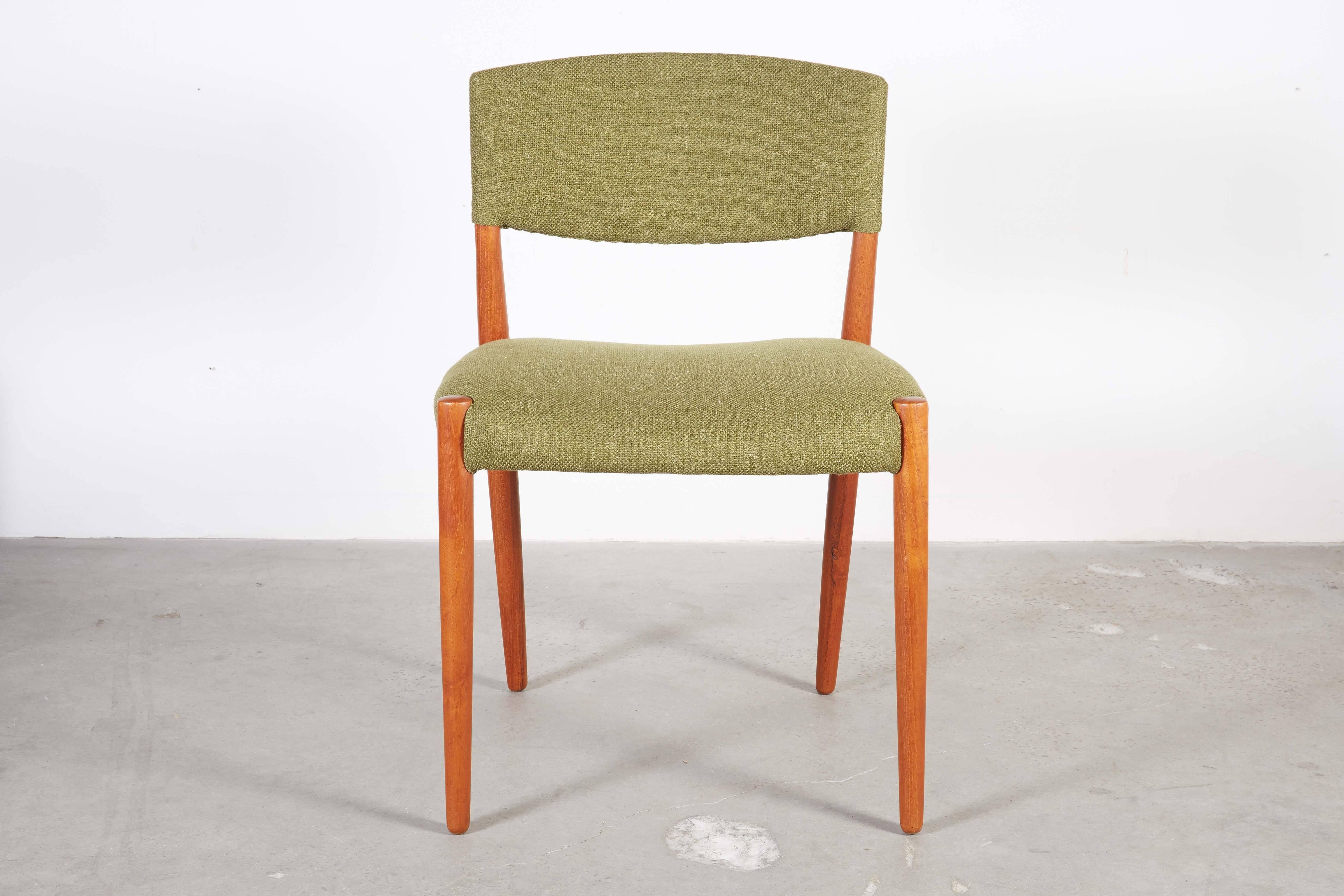 Danish Teak Green Dining Chairs by Bender Madsen, Set of 4