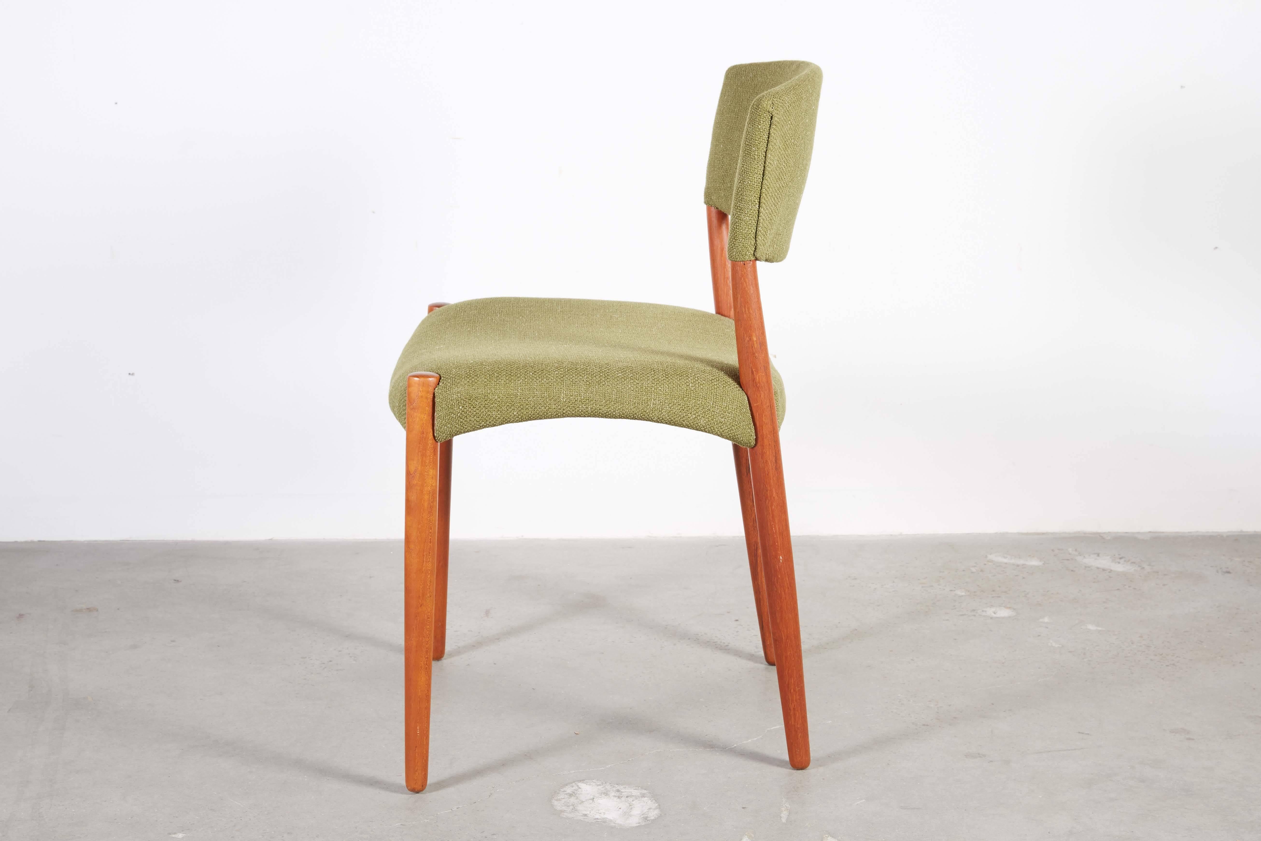 Teak Green Dining Chairs by Bender Madsen, Set of 4 In Excellent Condition In New York, NY
