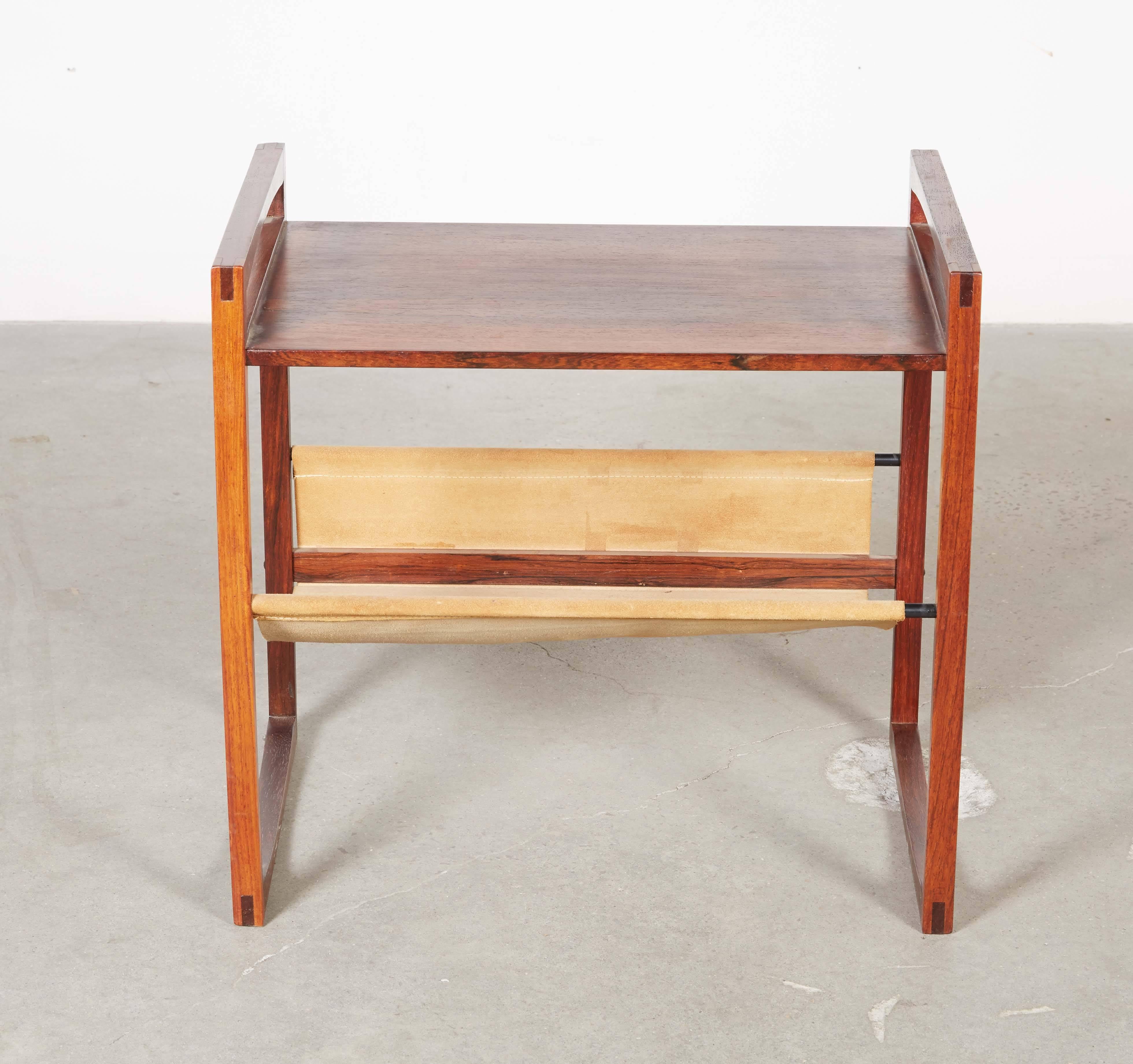 Mid Century 1960s Side Table / Magazine Rack

This Danish side table is in excellent condition. The rosewood version of this table is rare. Great for tiny spaces. Ready for pick up, delivery, or shipping anywhere in the world.