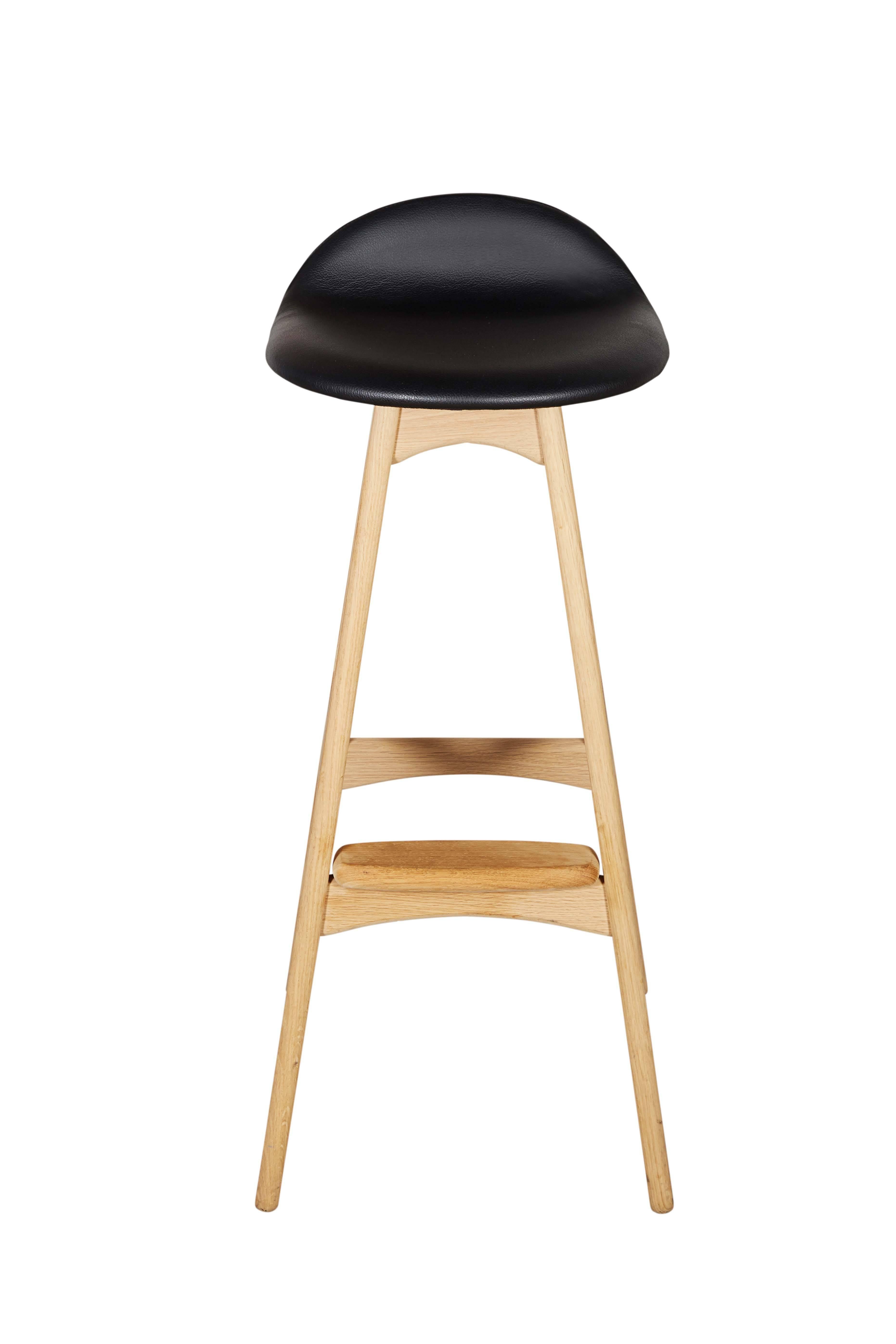 Leather Erik Buch Bar Stool in Oak - 6 Available For Sale