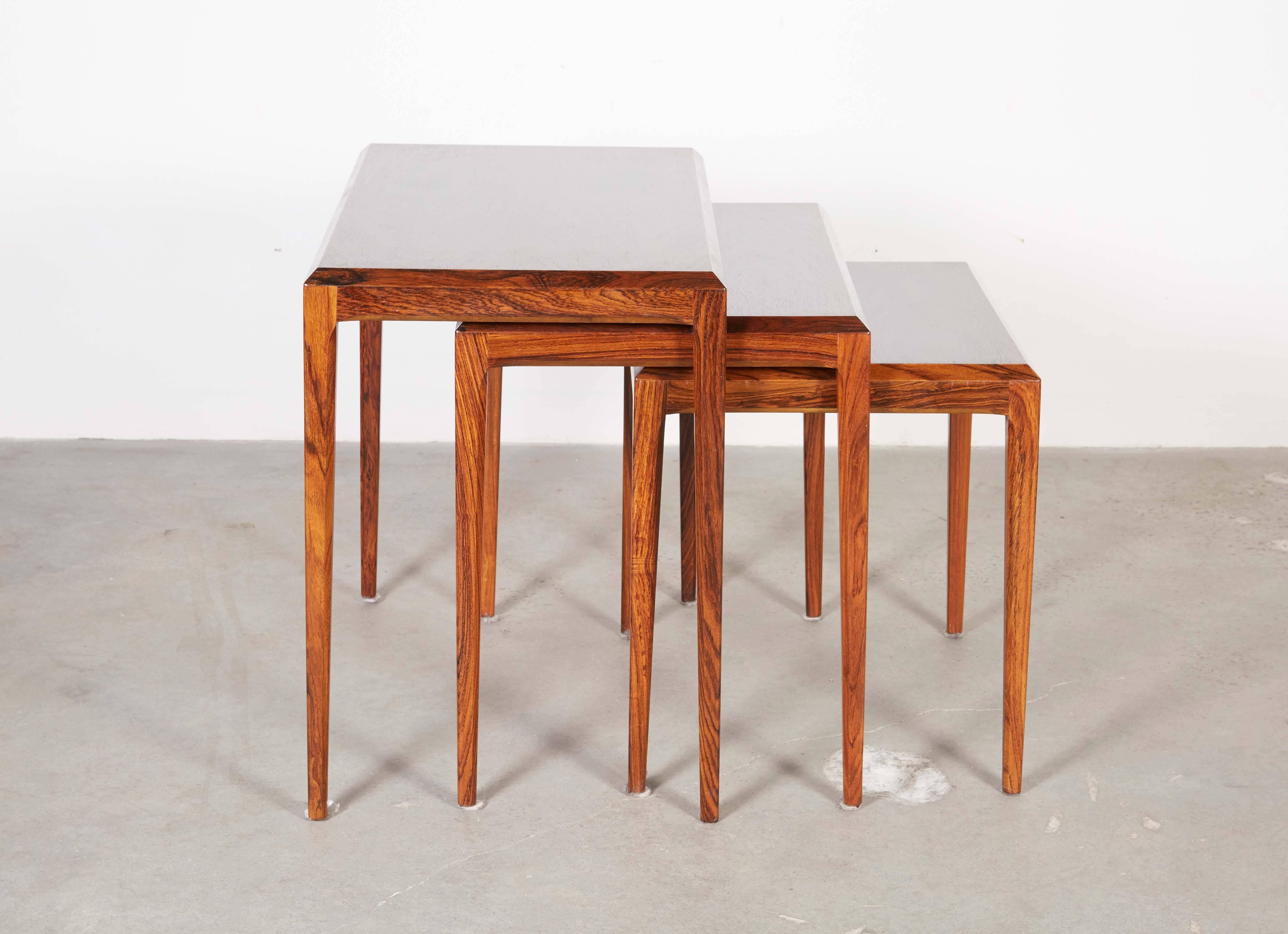 Scandinavian Modern Rosewood Nesting Tables by Johannes Andersen