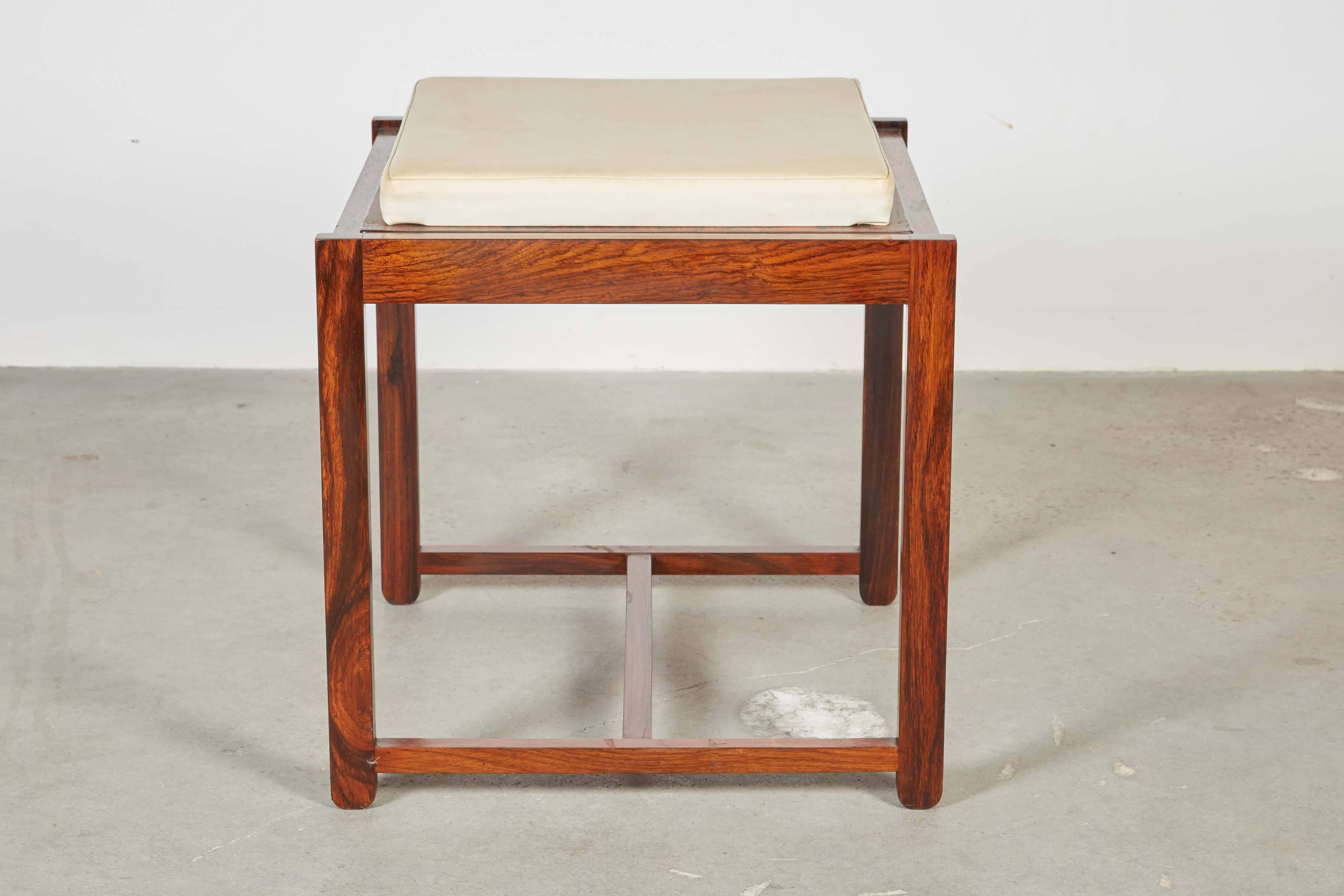 Leather Danish Reversible End Table / Ottoman