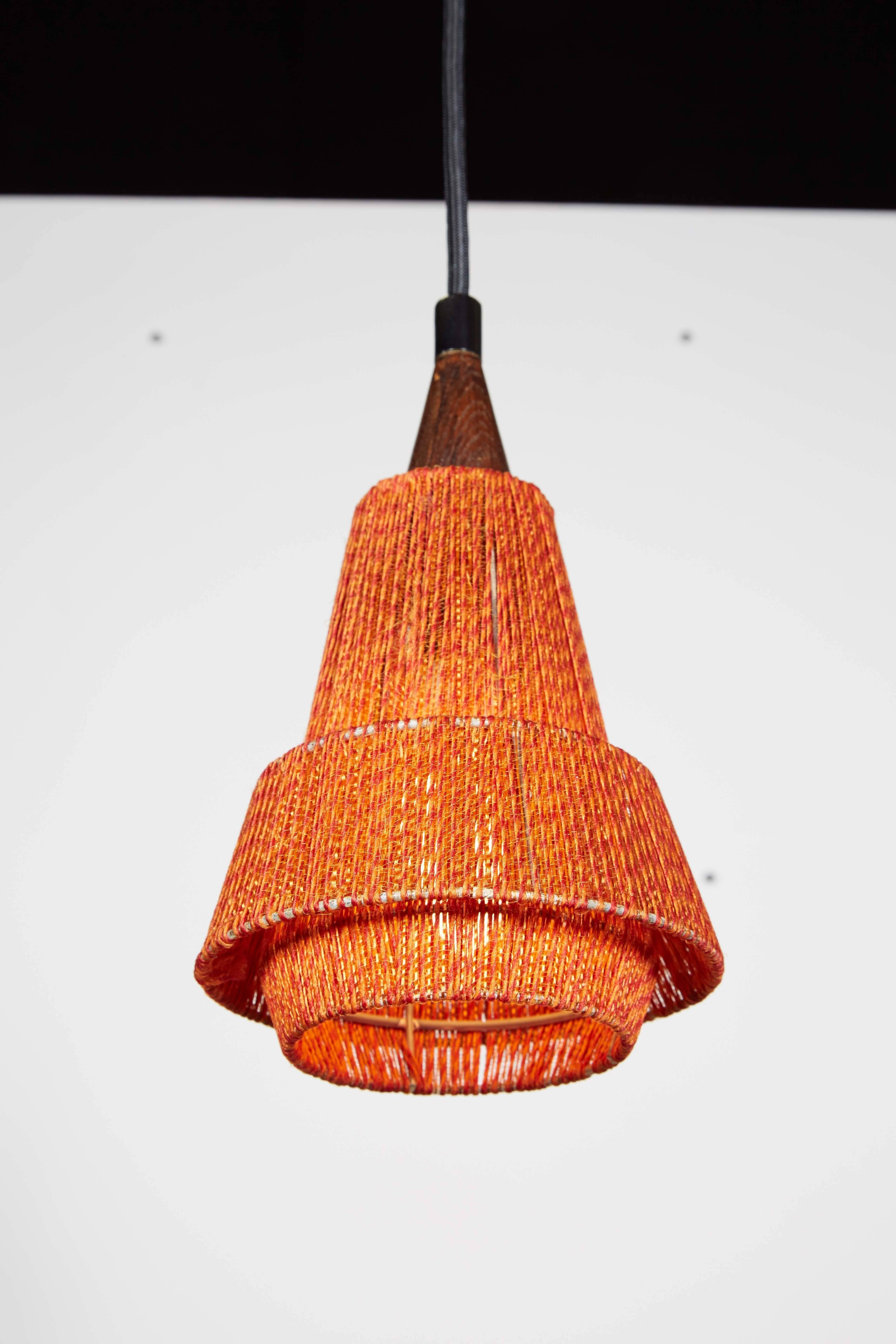 Scandinavian Modern Mid Century Orange Pendant Lamp, 2 Left