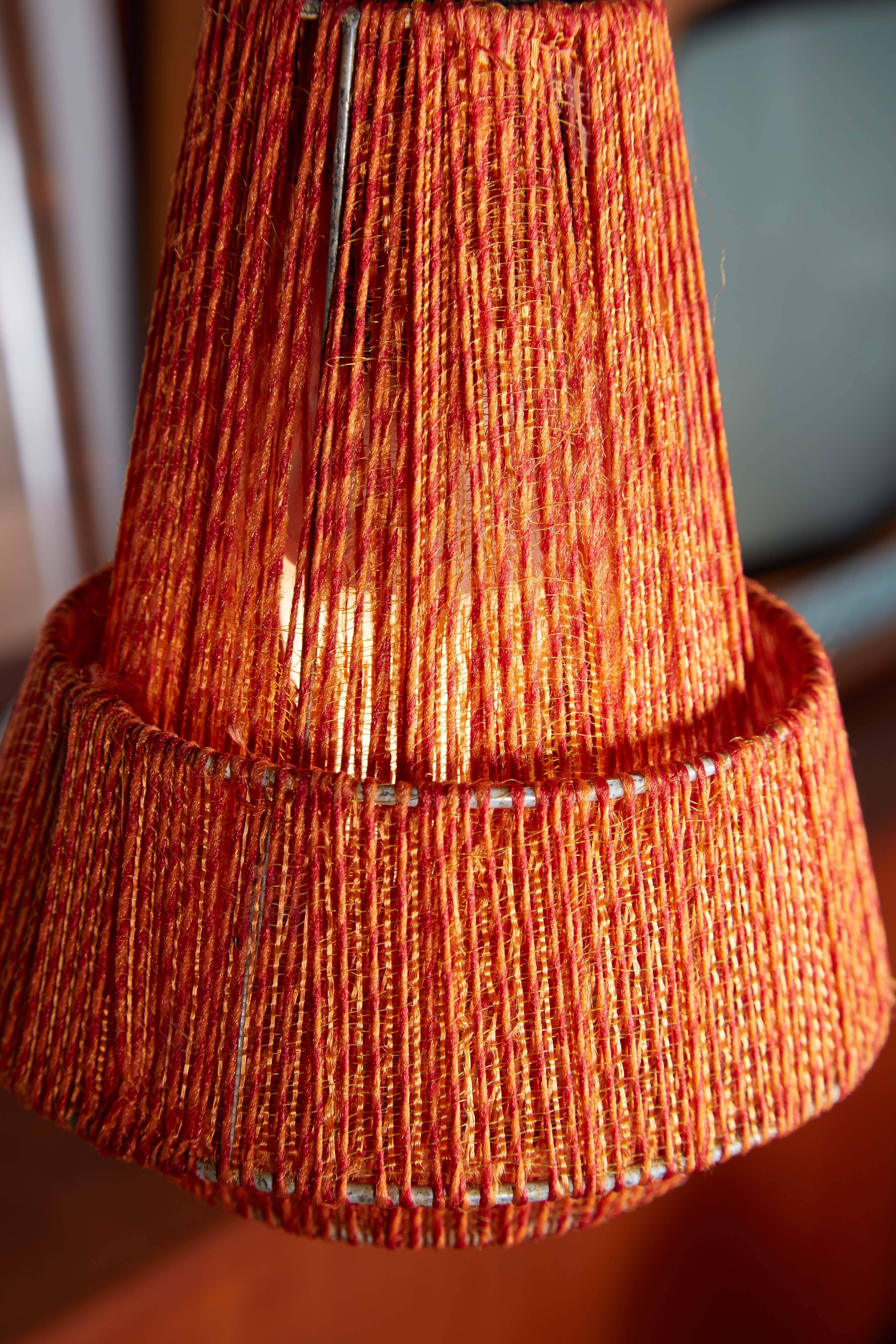Mid Century Orange Pendant Lamp, 2 Left In Excellent Condition In New York, NY