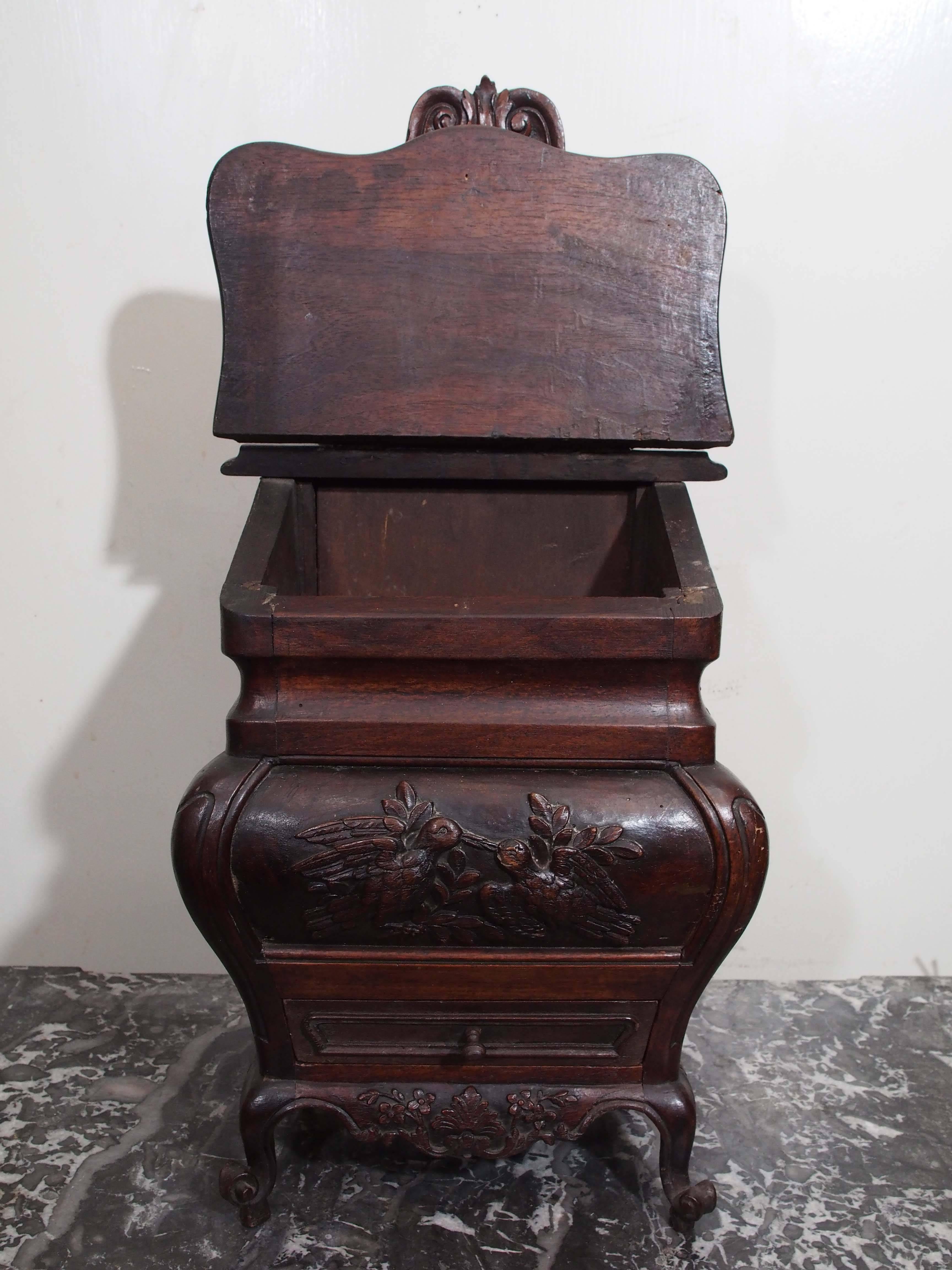 French Provencal Carved Walnut Salt Box In Good Condition In Natchez, MS