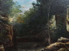 French Barbizon School Oil on Canvas in Period Frame