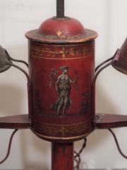French Red Tole Painted Student Lamp