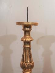 Pair of Italian Giltwood Altar Candlesticks with Sacre Coeur