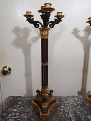 Pair of Bronze and Sienna Marble Charles X Candelabra