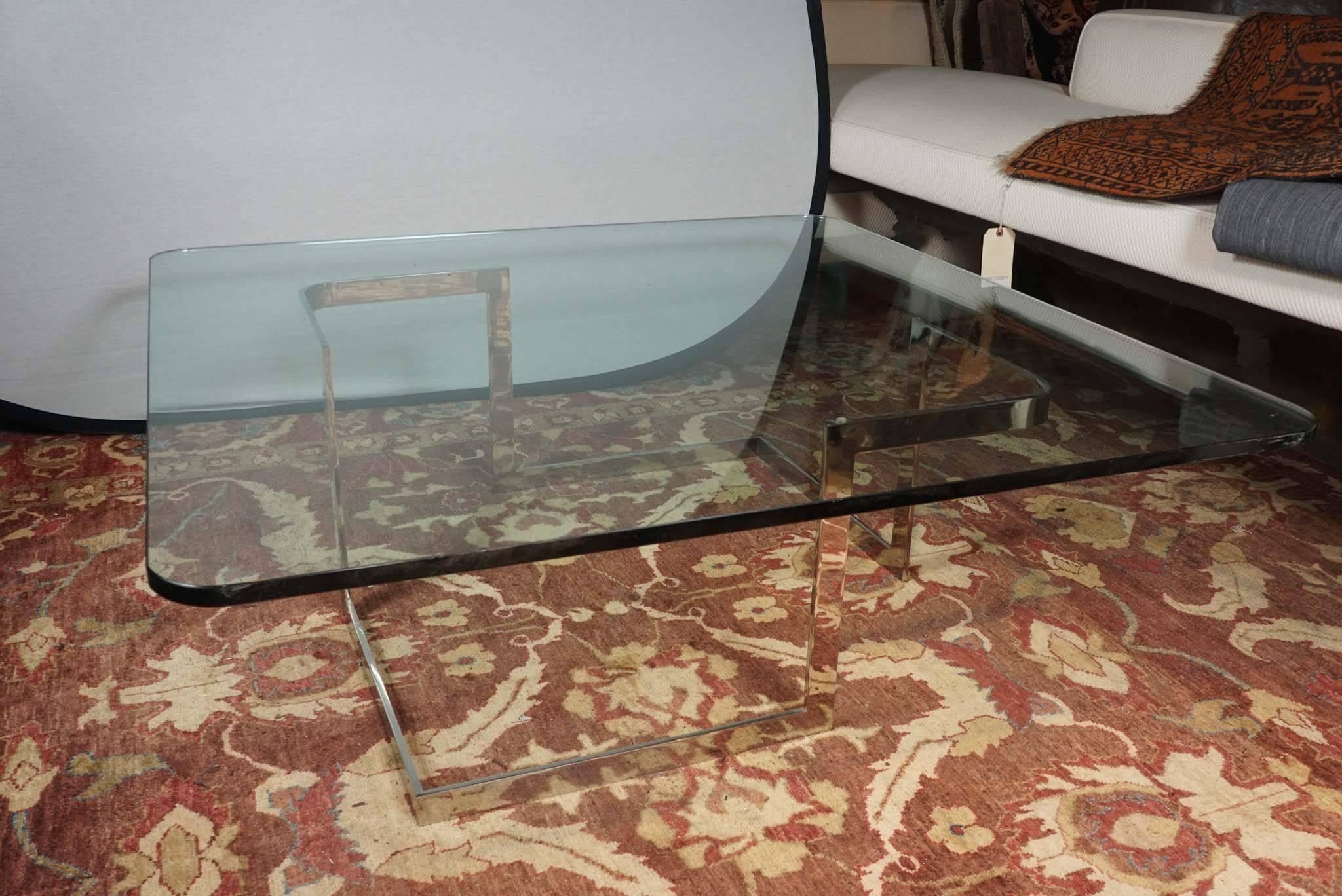 This glass and chrome coffee table was custom designed by Vladimir Kagan, circa 1960.